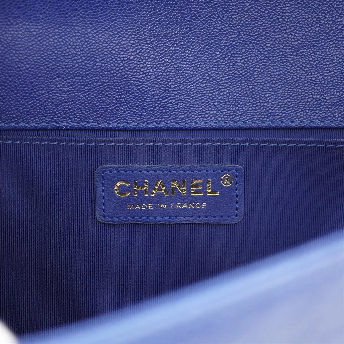 Boy Chanel 25 Caviar Skin Chain Shoulder Bag, Matelassé, Blue with Gold Hardware, 28113287 — view 10