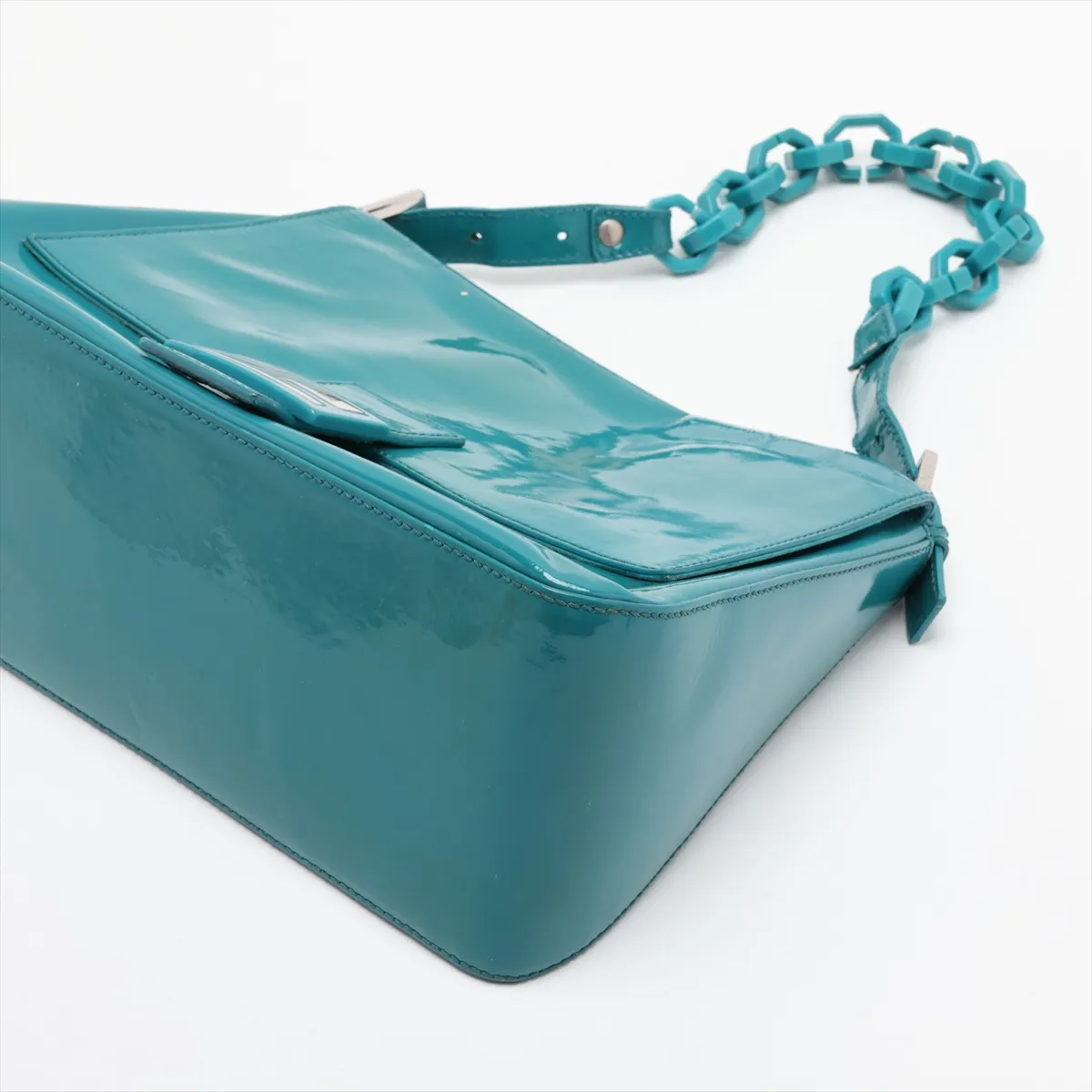 Mamma Bucket 8BR001 Patent Leather Shoulder Bag, Green — view 3