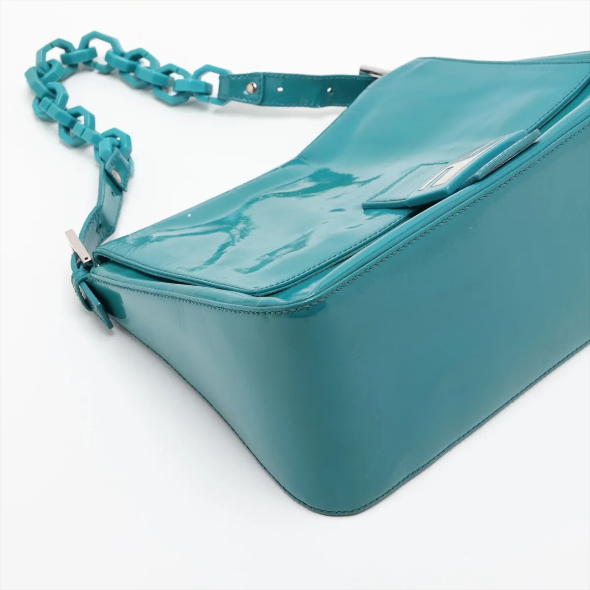 Mamma Bucket 8BR001 Patent Leather Shoulder Bag, Green — view 4