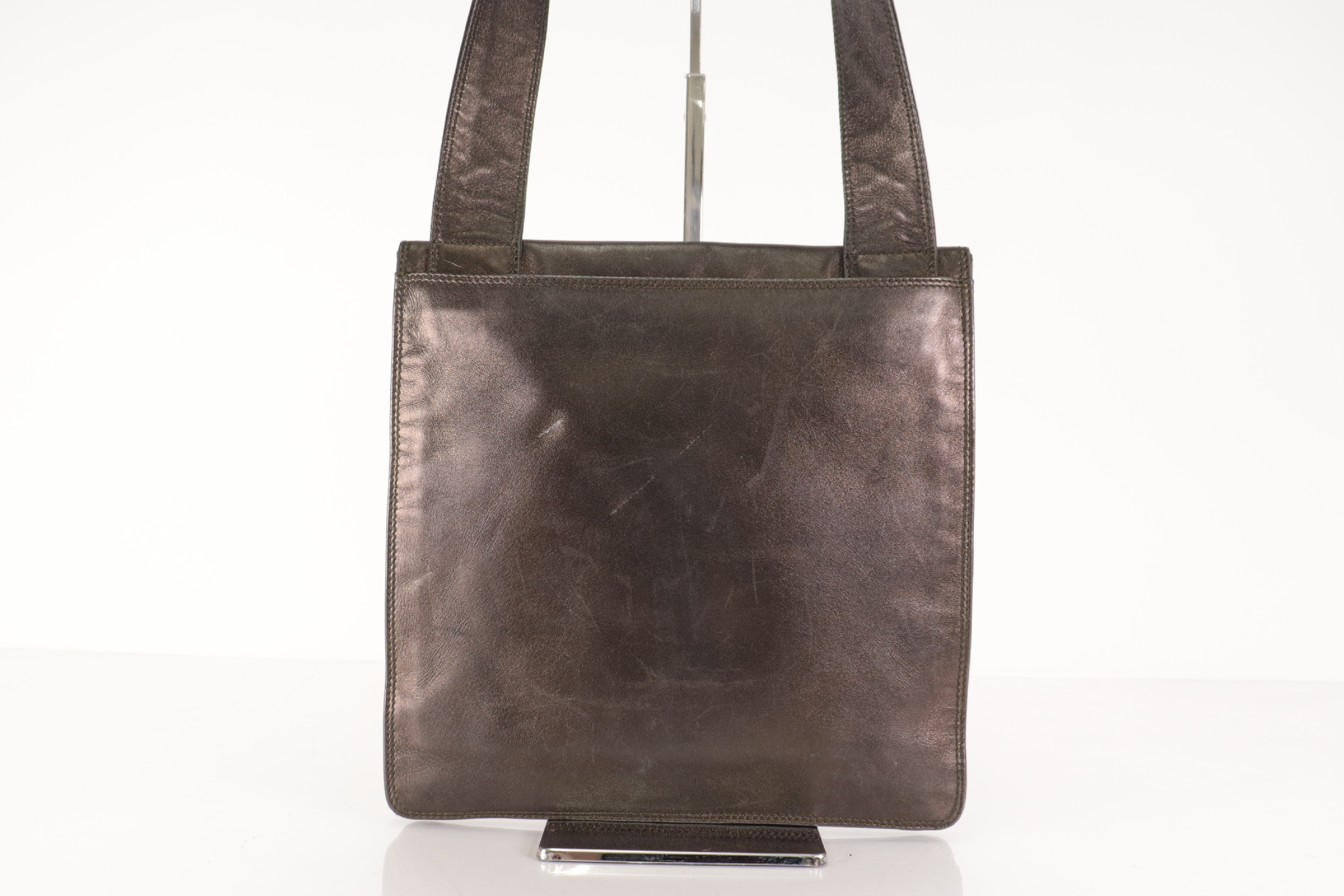 Logo Lambskin Shoulder Bag (No. 5, Brown) — view 3