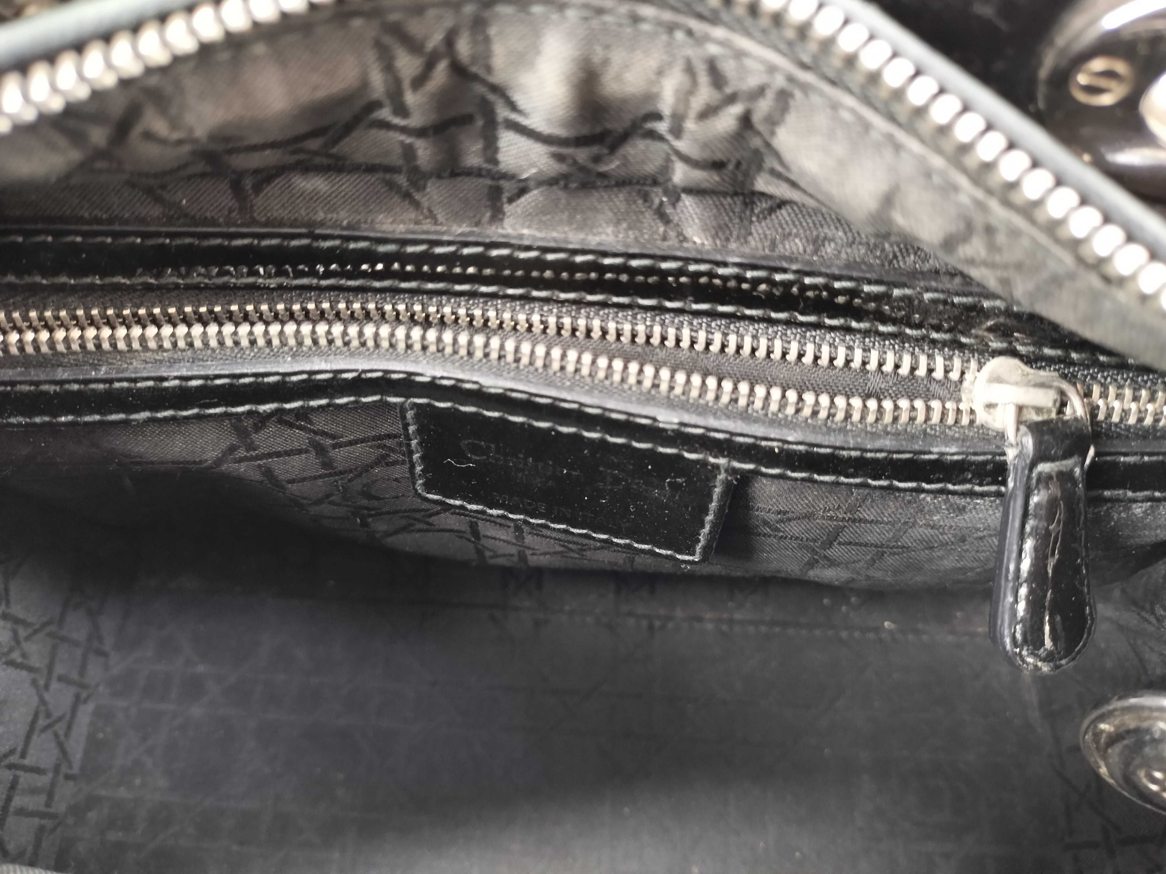 Lady Dior Enamel Black Handbag — view 12