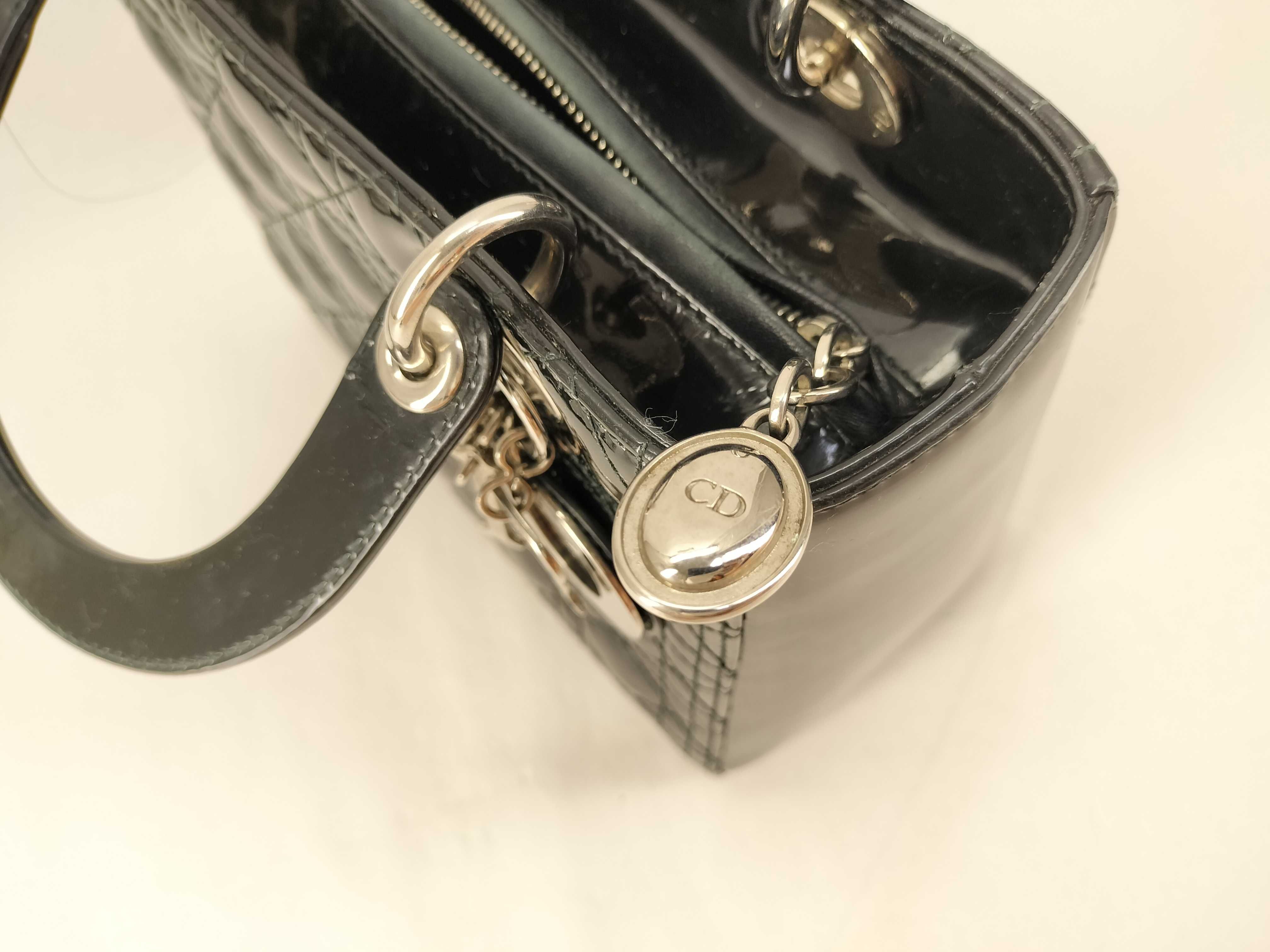 Lady Dior Enamel Black Handbag — view 15