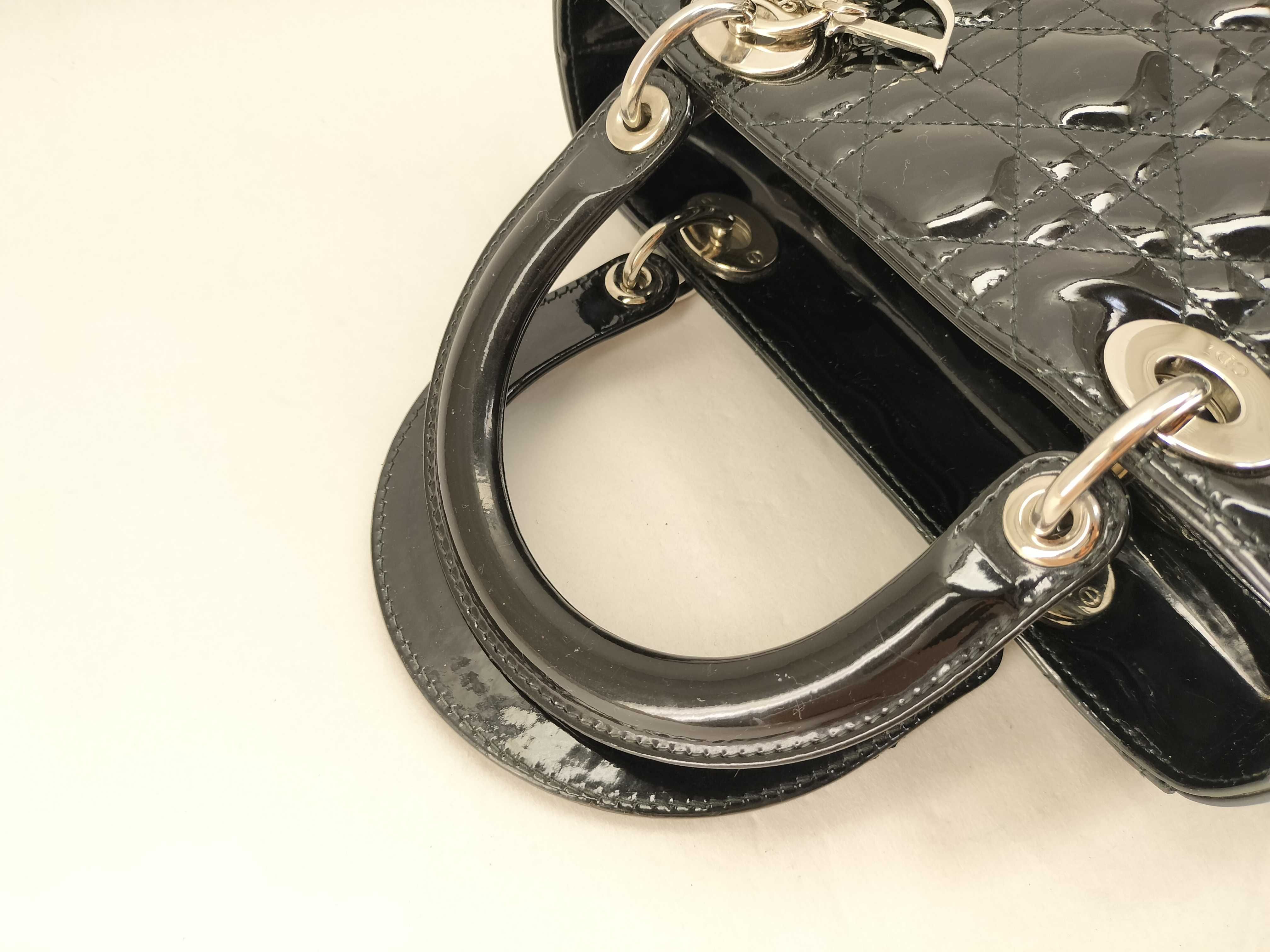 Lady Dior Enamel Black Handbag — view 3