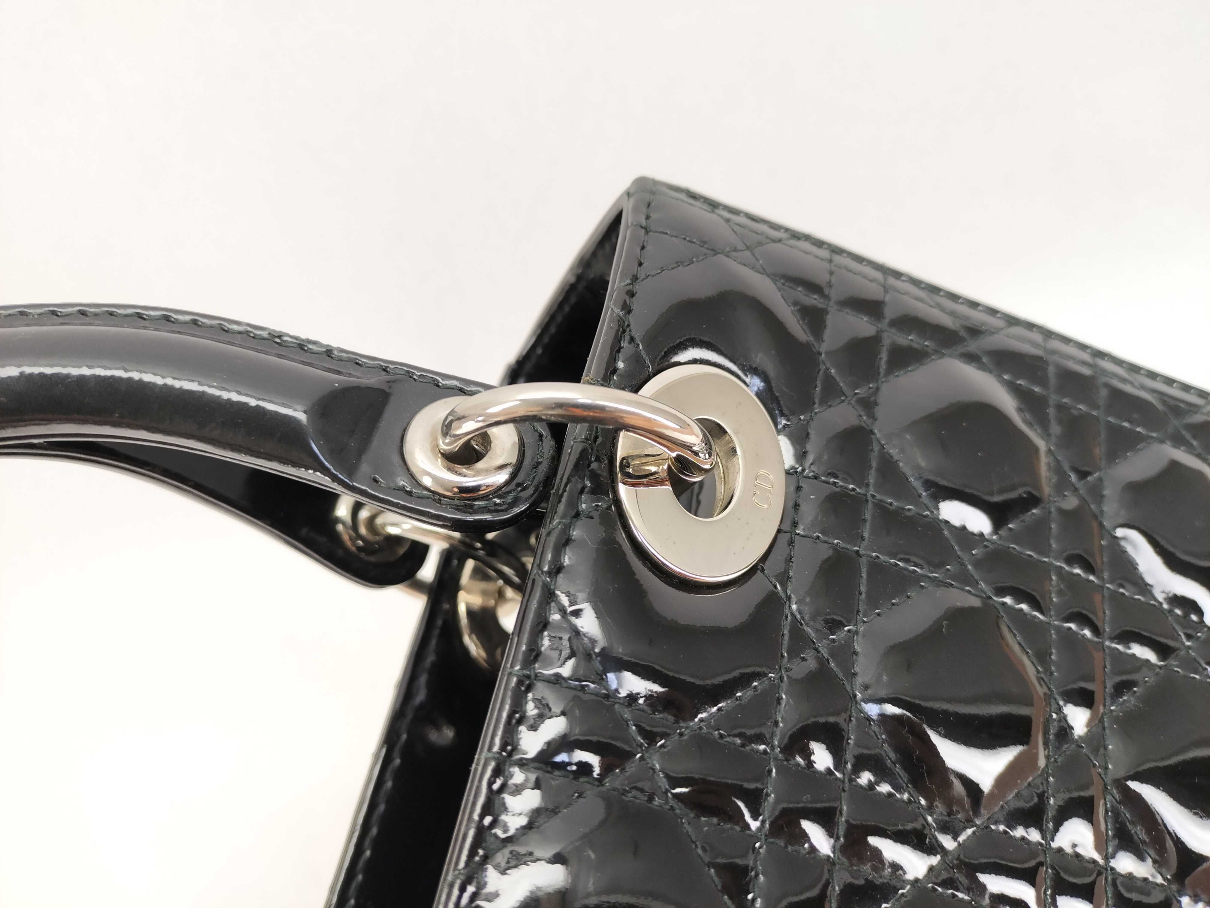 Lady Dior Enamel Black Handbag — view 5