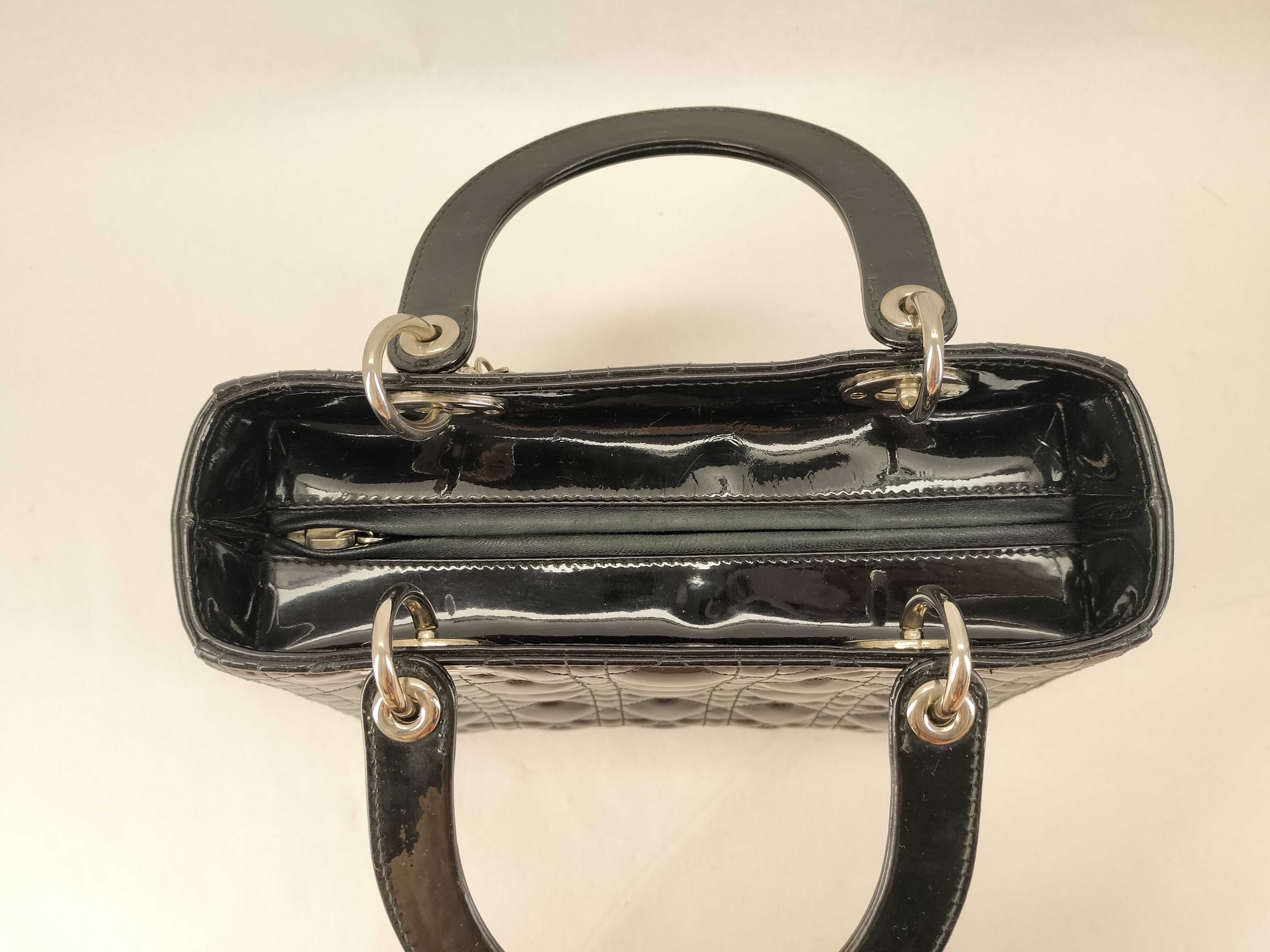 Lady Dior Enamel Black Handbag — view 9
