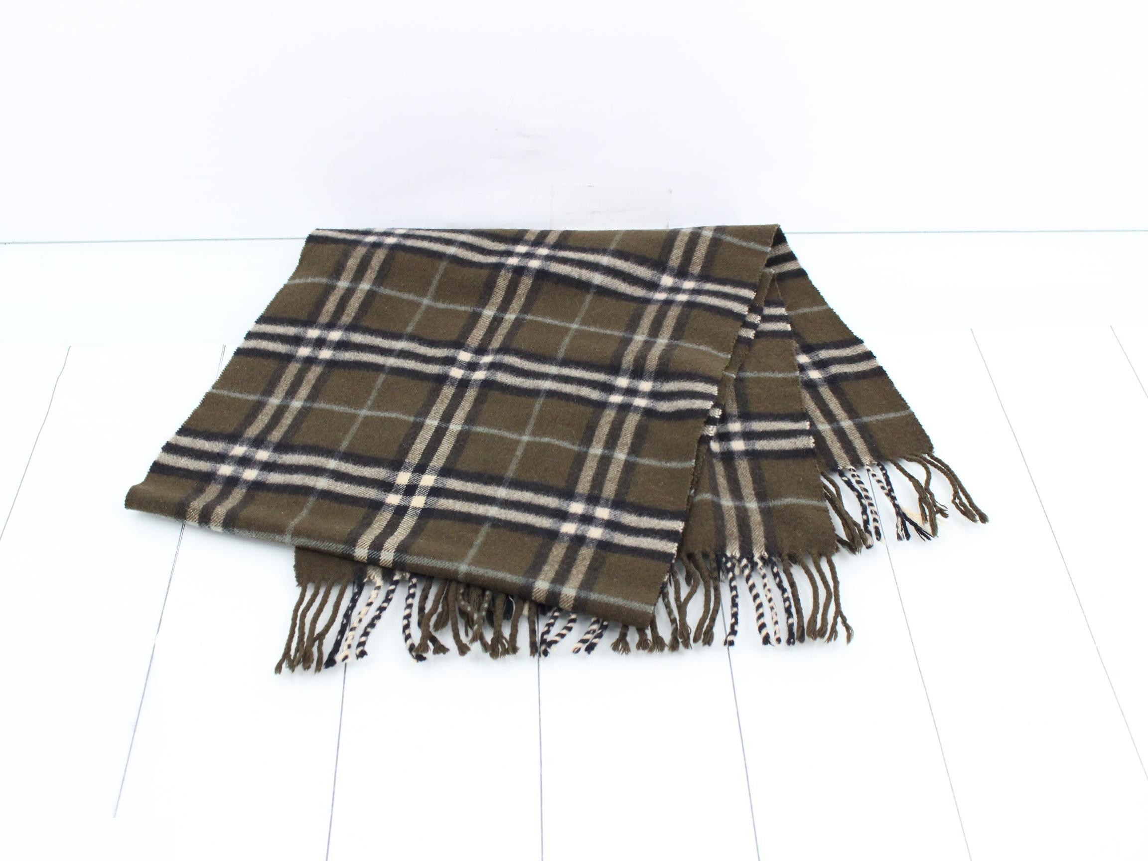 Tag attached, 100% cashmere check scarf — view 3
