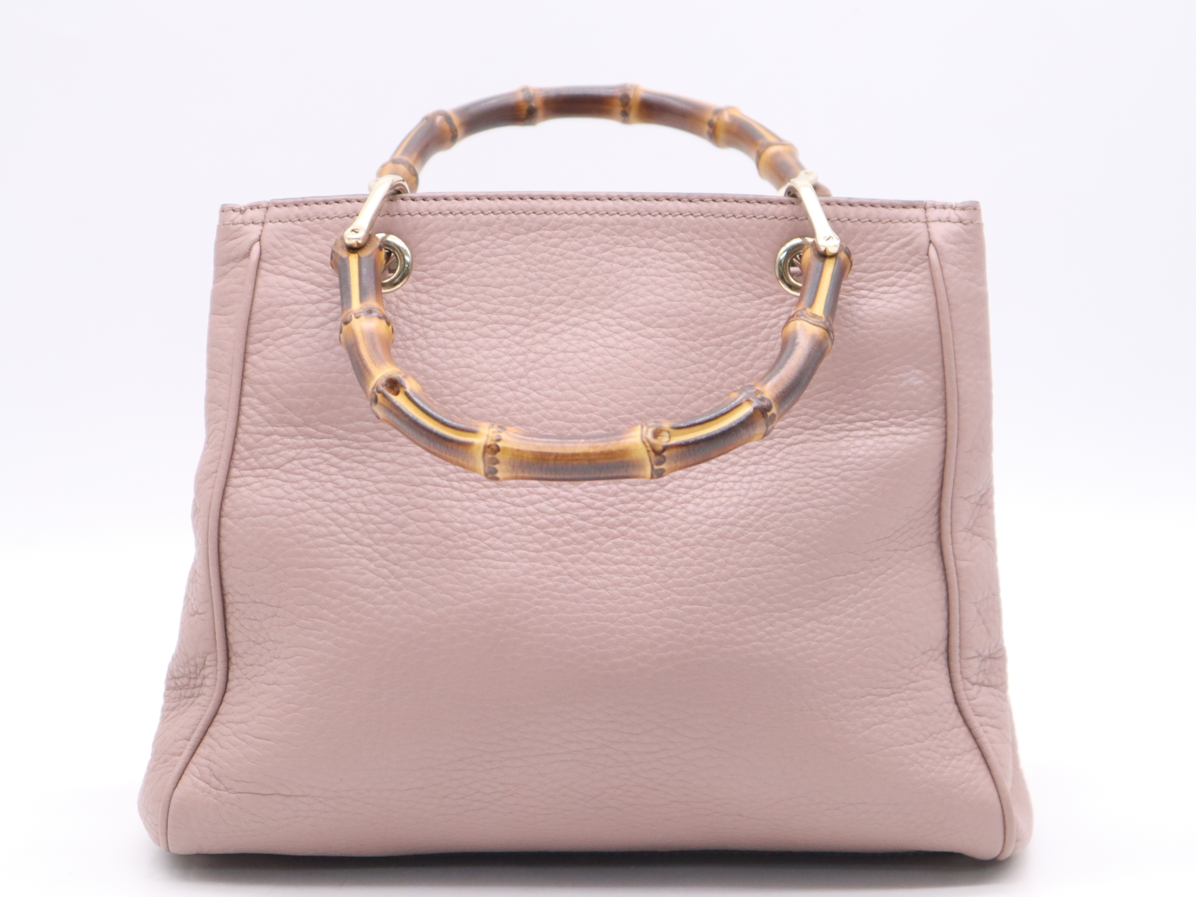 336032 Leather Bamboo Handbag, Pink, Gold Hardware — view 2