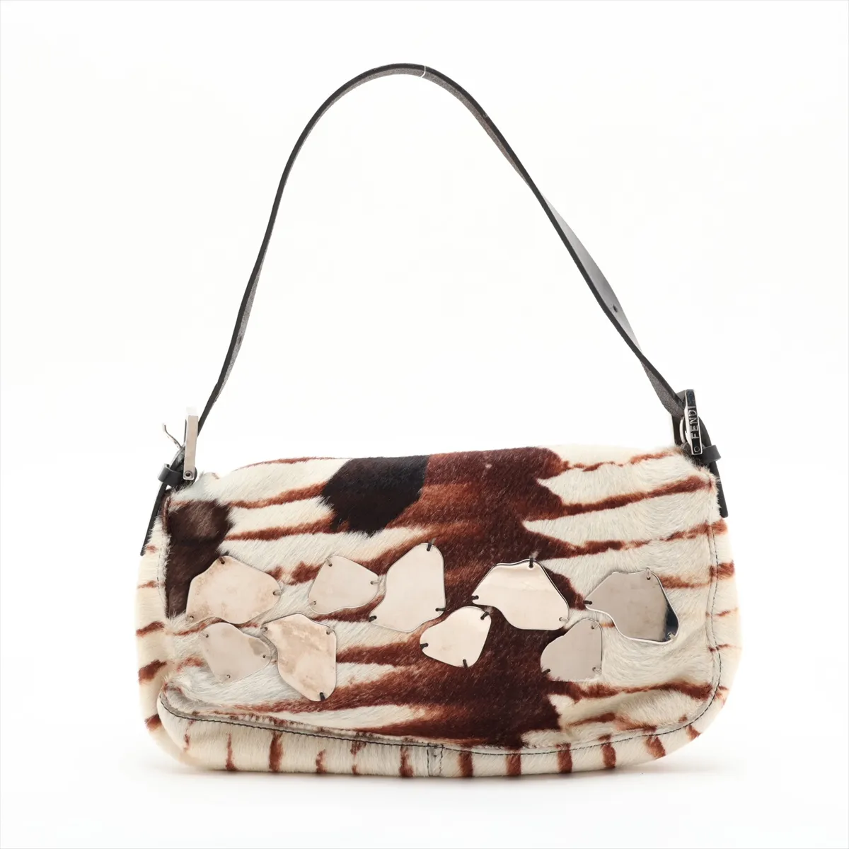 [Individually packaged] Fendi Mamma Bucket Calf Hair x Leather Shoulder Bag, Beige — view 2