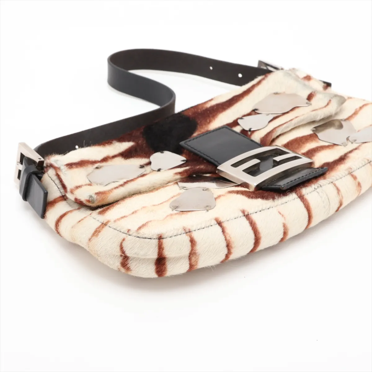 [Individually packaged] Fendi Mamma Bucket Calf Hair x Leather Shoulder Bag, Beige — view 4