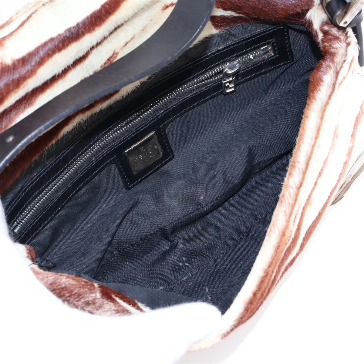 [Individually packaged] Fendi Mamma Bucket Calf Hair x Leather Shoulder Bag, Beige — view 7