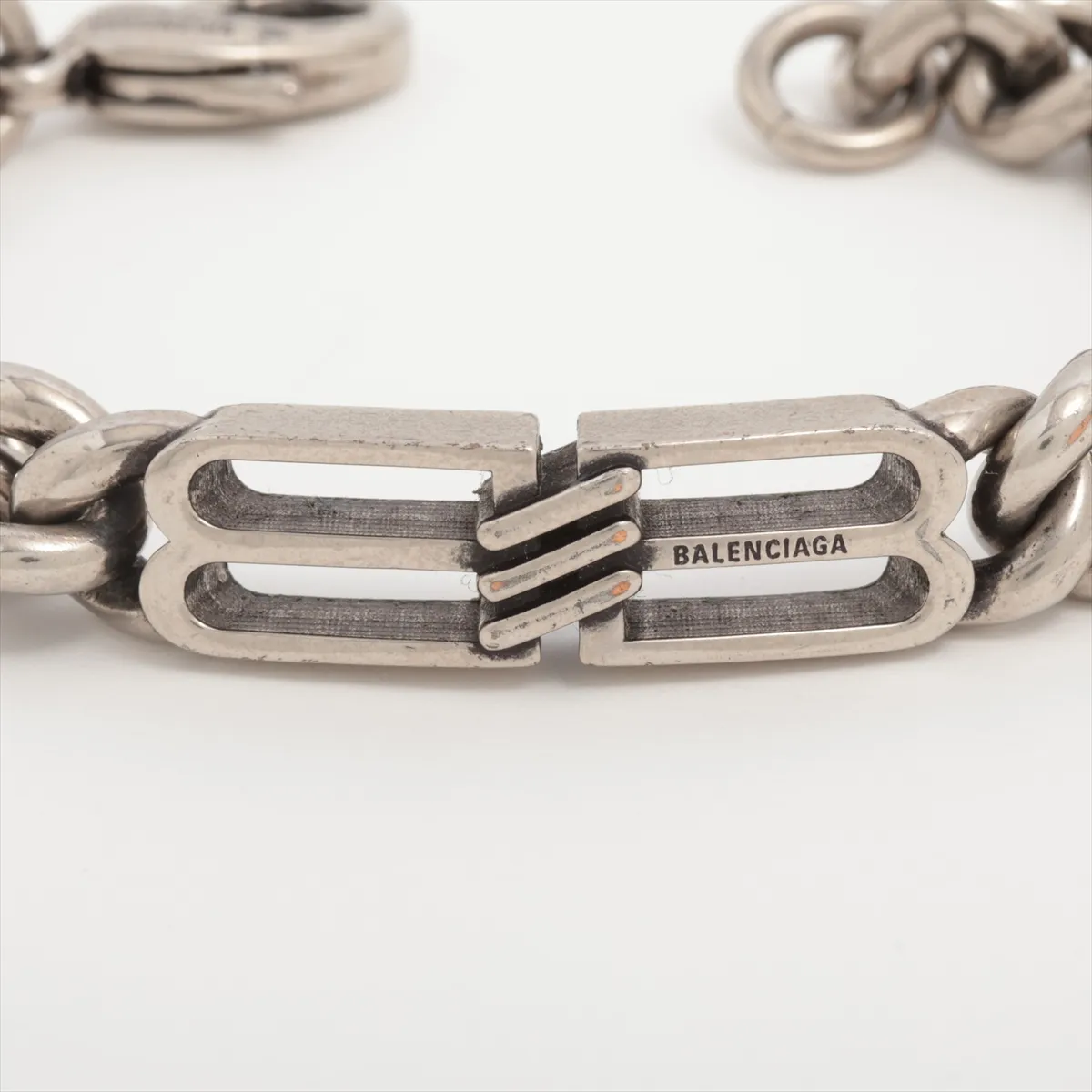 Interlock BB Logo Bracelet, Size M, Metal, Silver. Shows — view 2