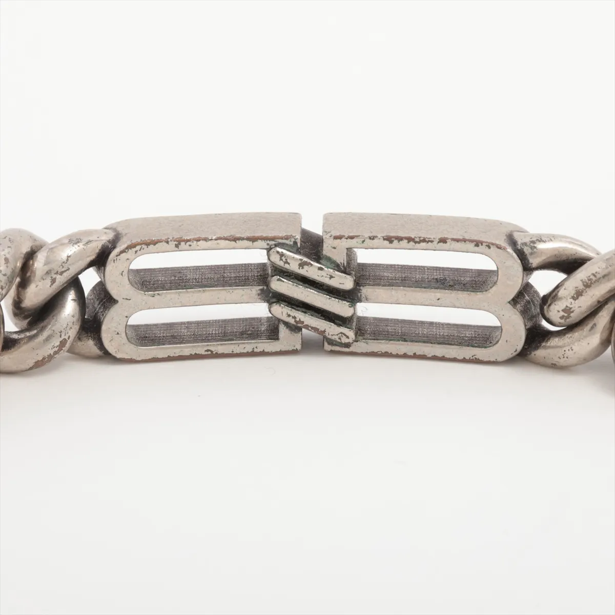 Interlock BB Logo Bracelet, Size M, Metal, Silver. Shows — view 3