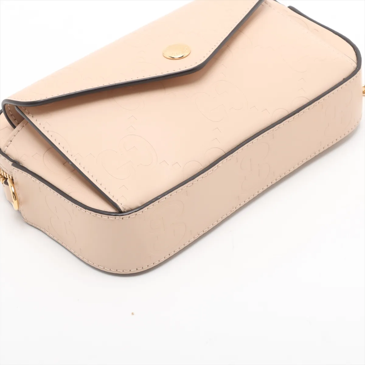 GG Super Mini Leather Chain Shoulder Bag Beige 781554 — view 4