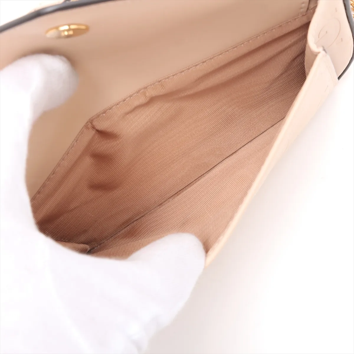 GG Super Mini Leather Chain Shoulder Bag Beige 781554 — view 8