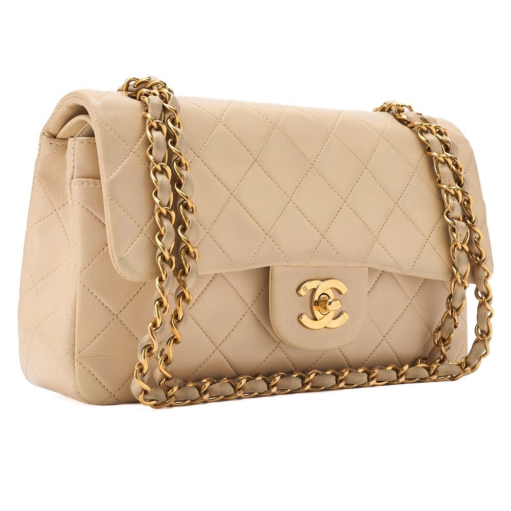 Lambskin Matelassé 25cm Double Flap Chain Shoulder Bag — view 3