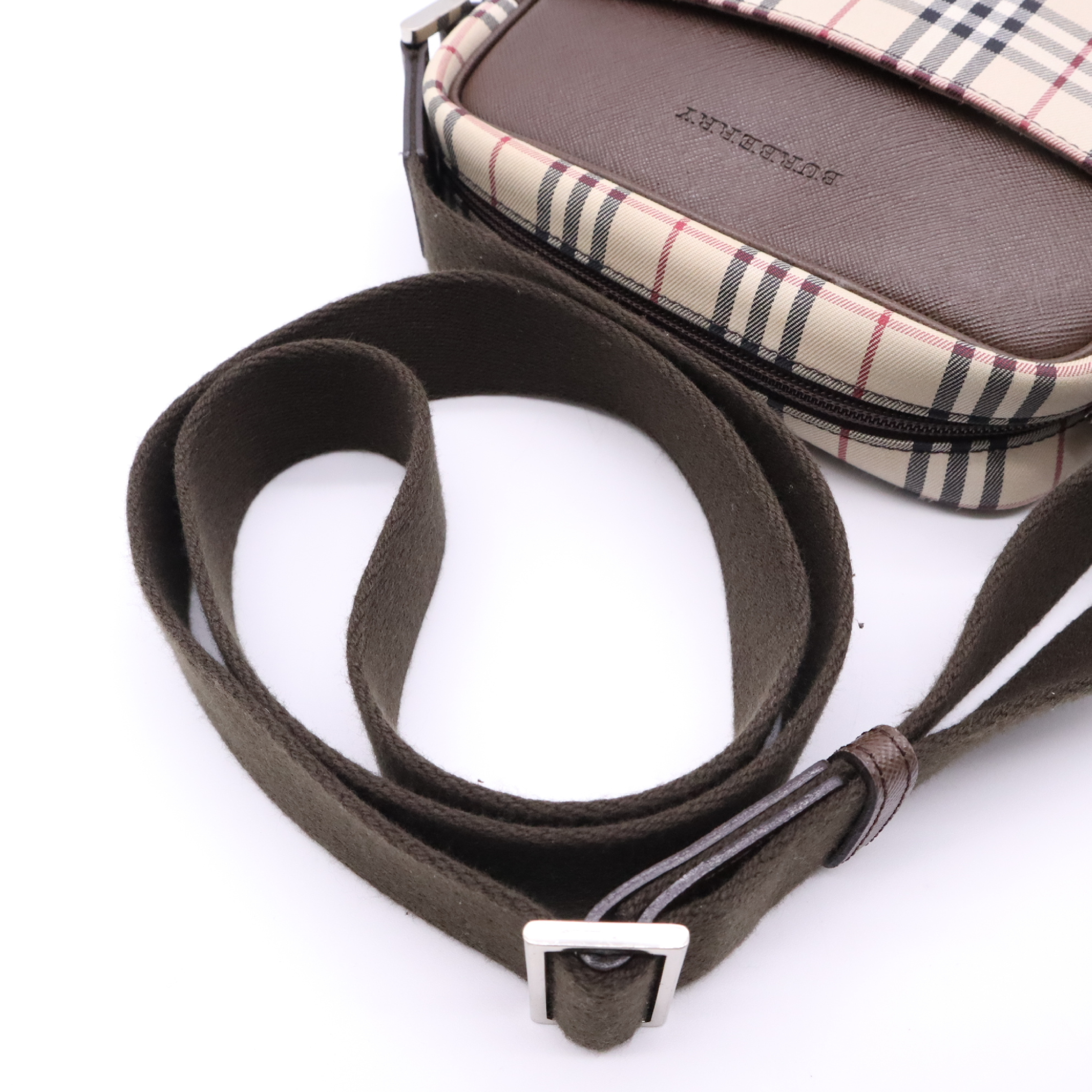 Canvas Leather Nova Check Shoulder Bag — view 8