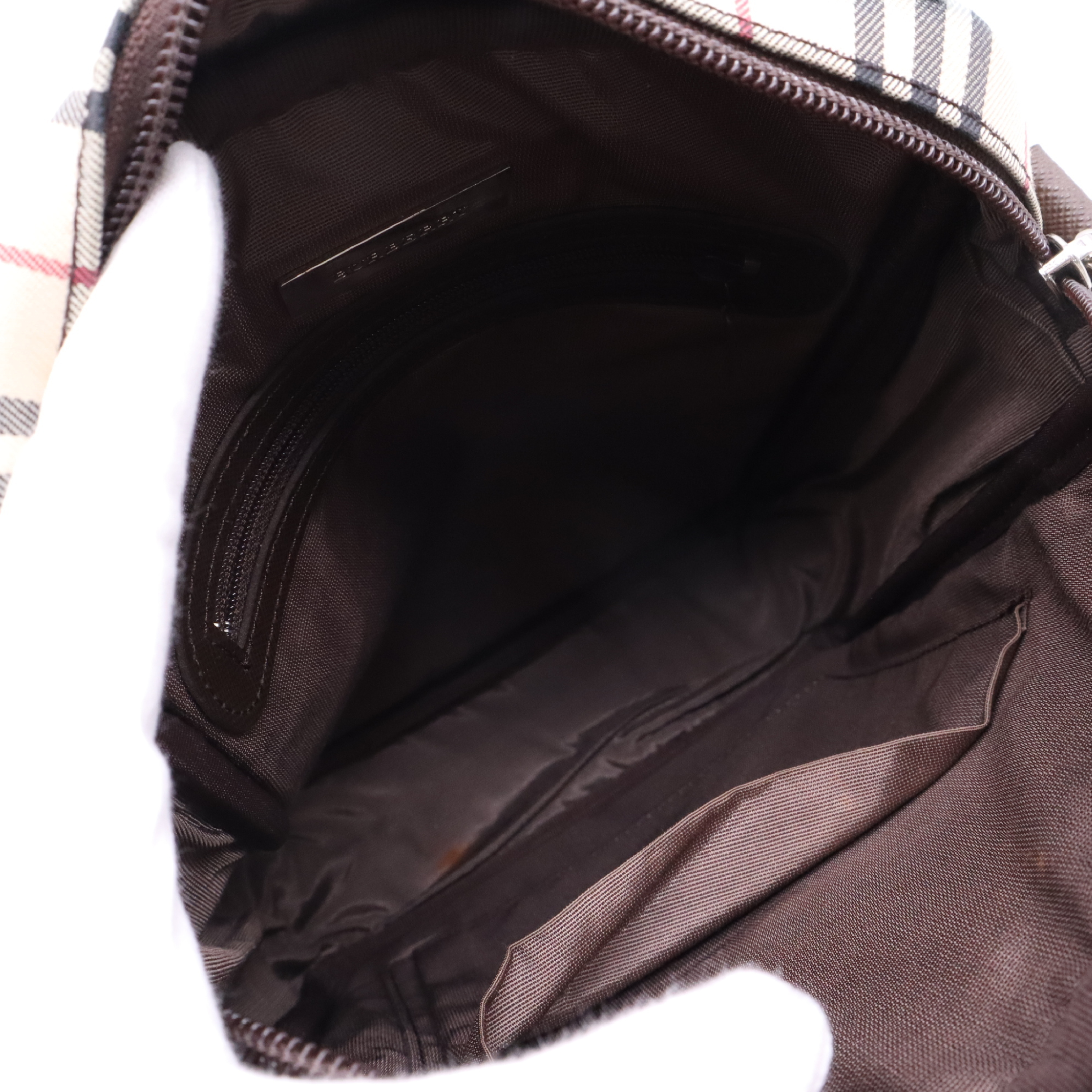 Canvas Leather Nova Check Shoulder Bag — view 10