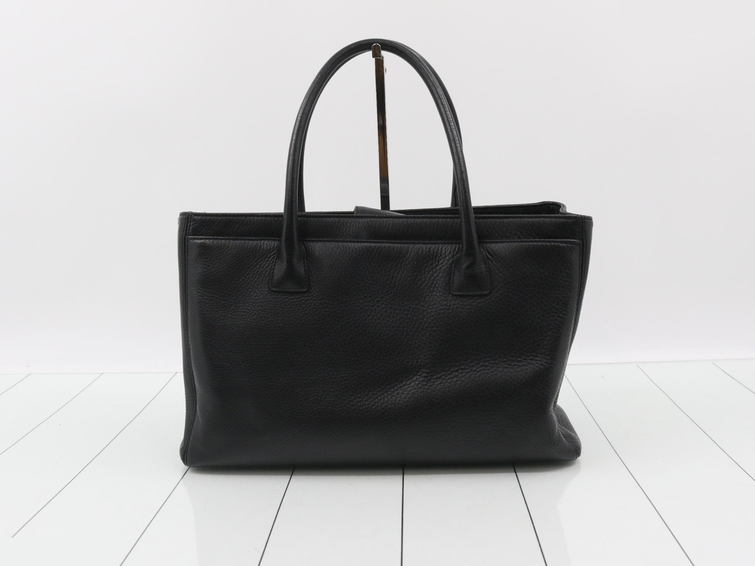 Executive 2-Way Tote Bag, Calf Leather, Black with Gold Hardware — view 2