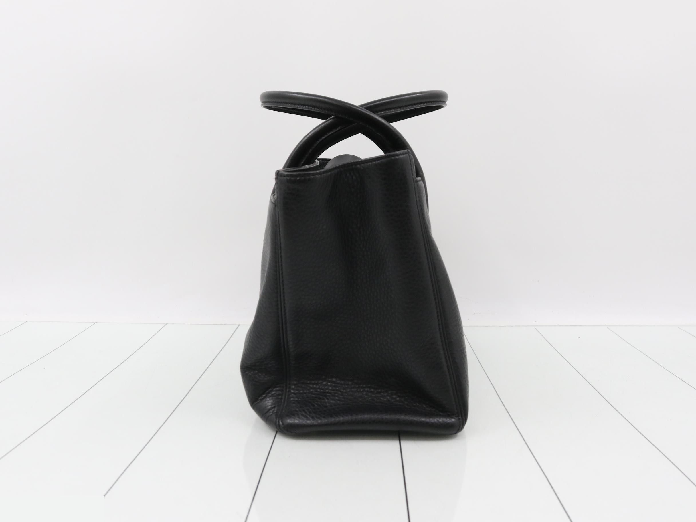 Executive 2-Way Tote Bag, Calf Leather, Black with Gold Hardware — view 4