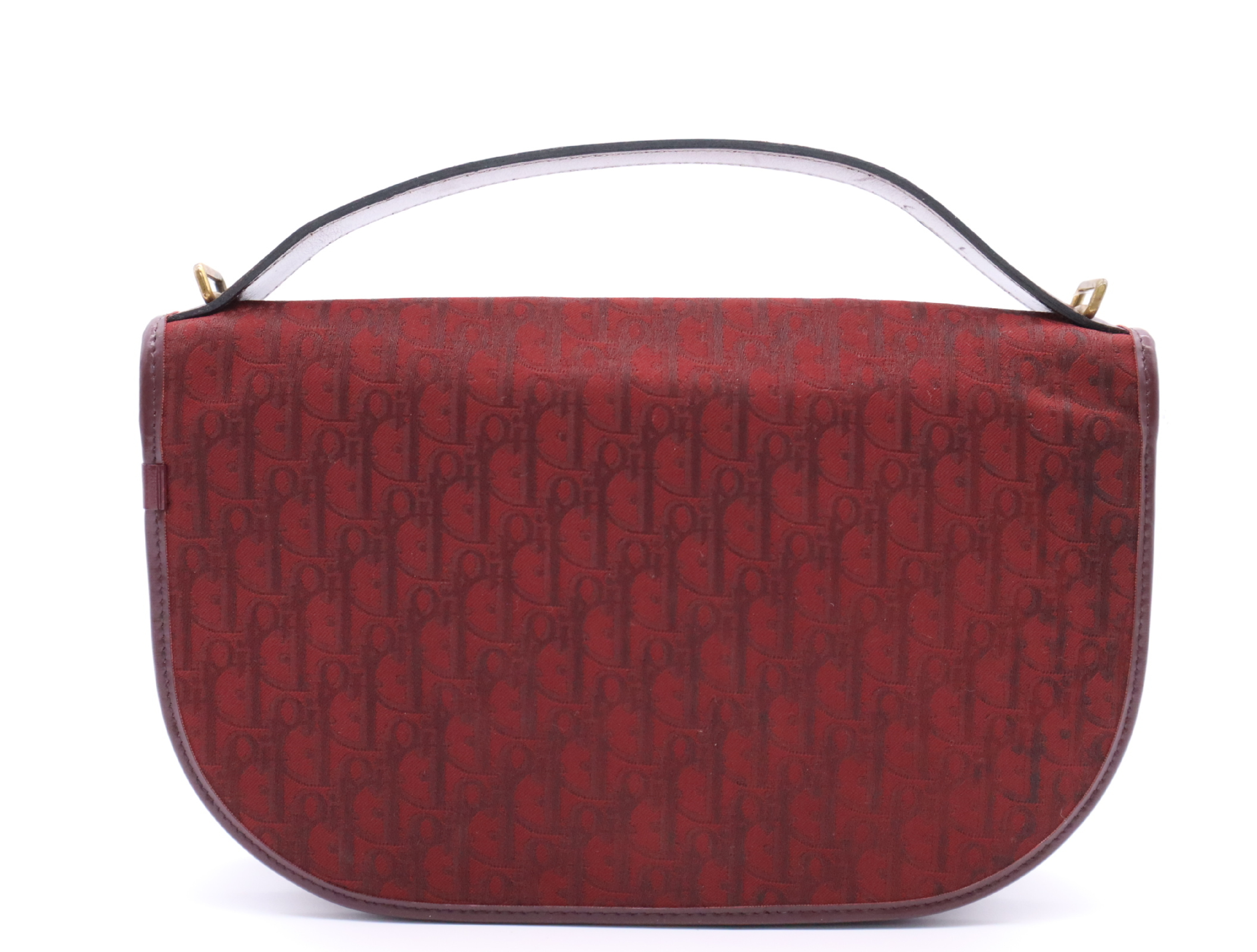 Canvas/Leather Trotter Handbag, Bordeaux, Gold Hardware — view 2