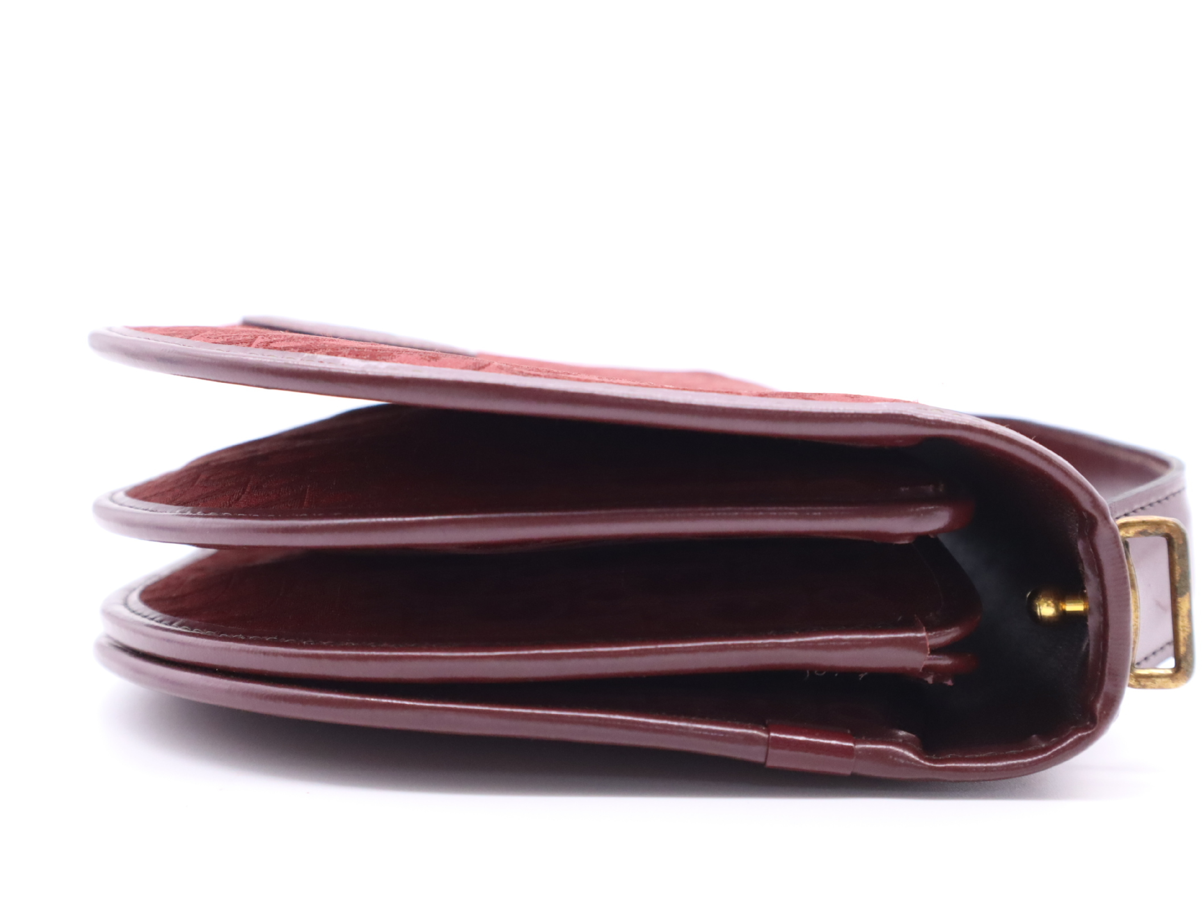 Canvas/Leather Trotter Handbag, Bordeaux, Gold Hardware — view 5