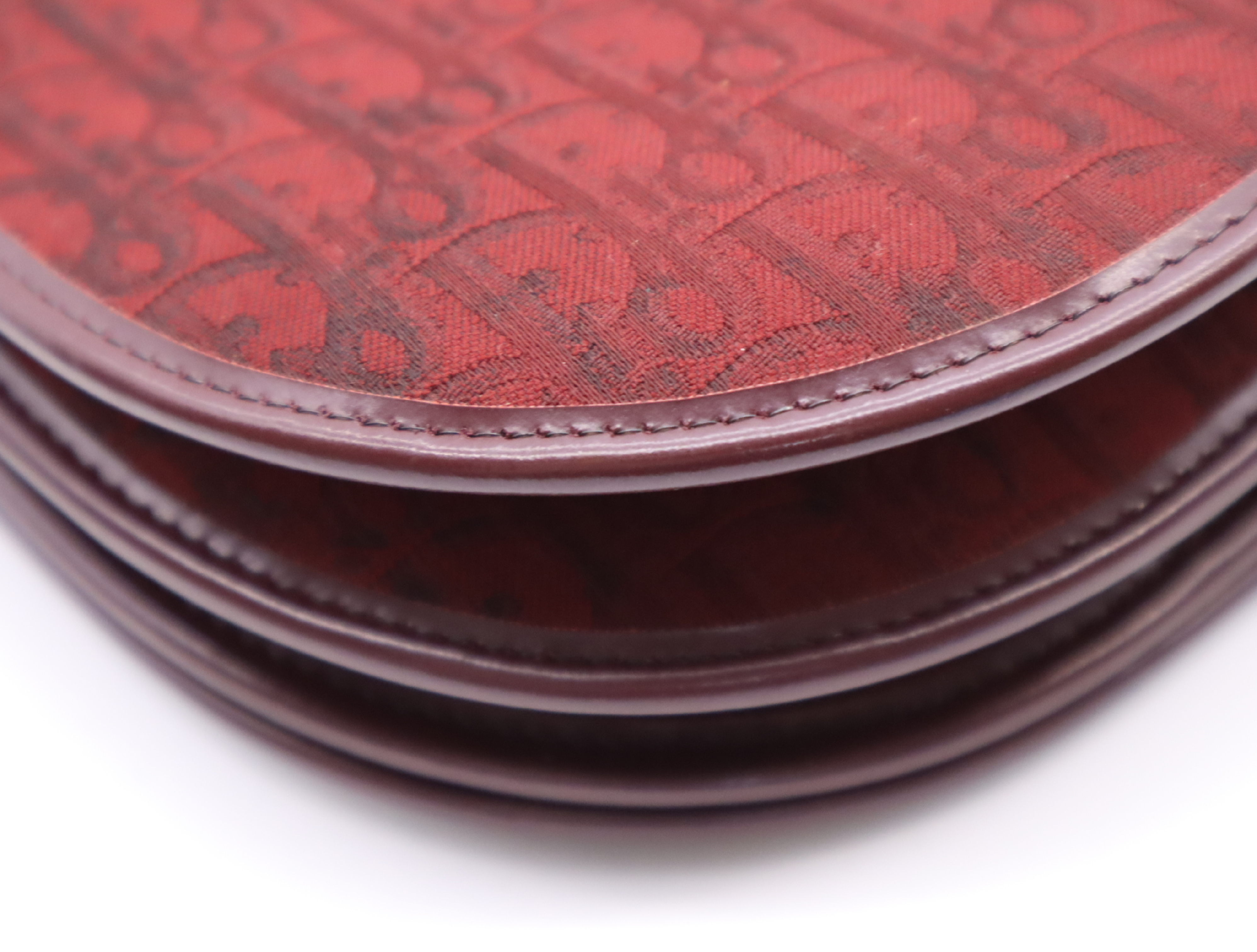 Canvas/Leather Trotter Handbag, Bordeaux, Gold Hardware — view 6