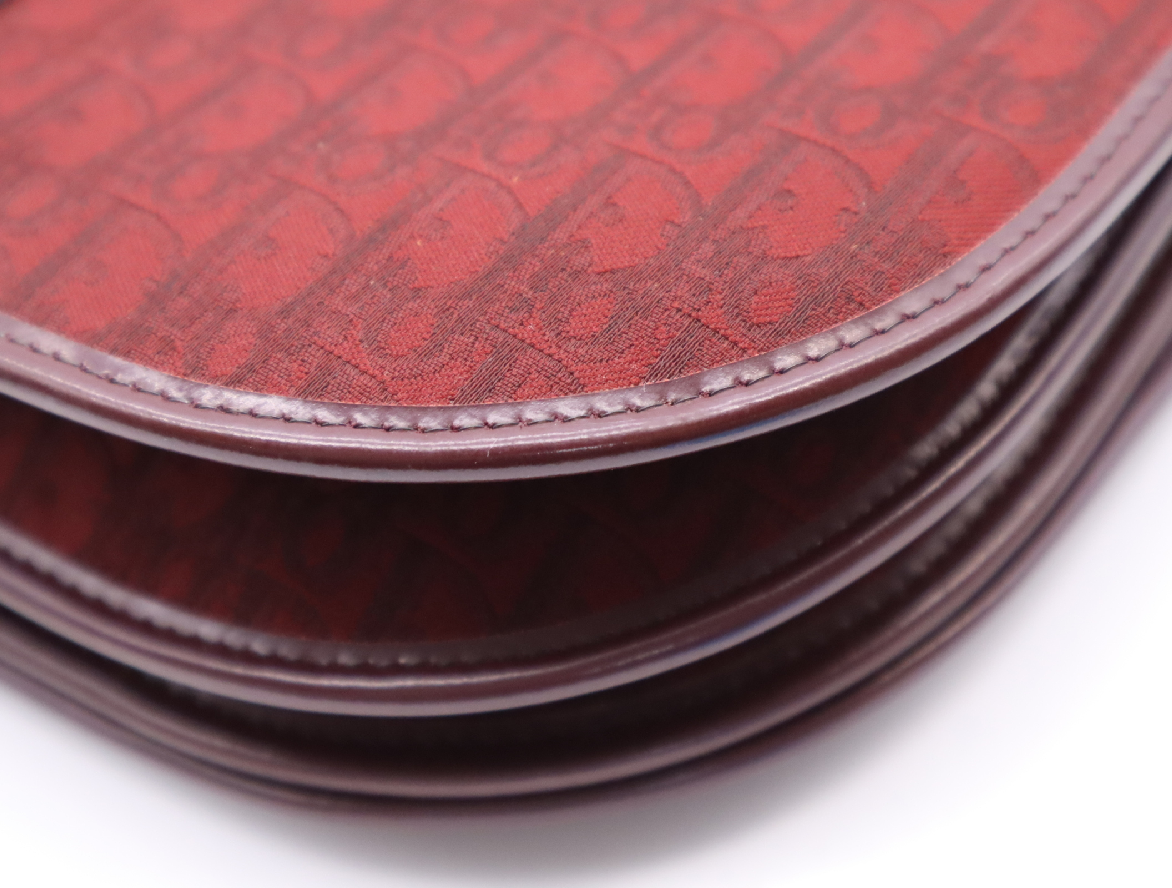 Canvas/Leather Trotter Handbag, Bordeaux, Gold Hardware — view 7