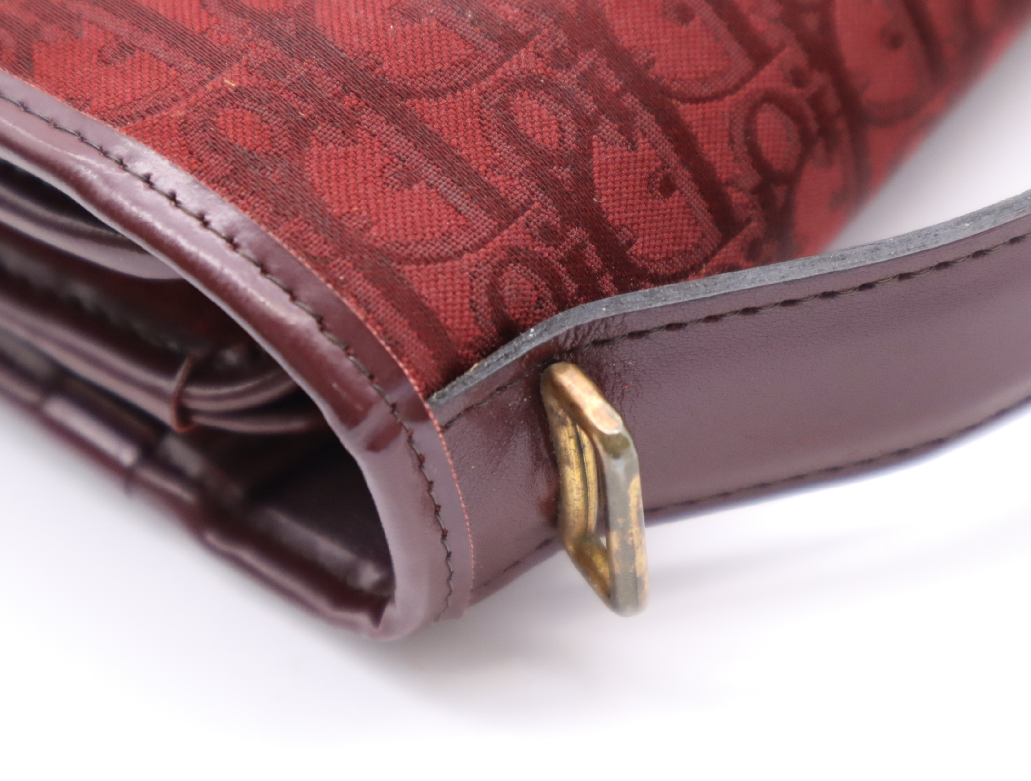 Canvas/Leather Trotter Handbag, Bordeaux, Gold Hardware — view 8