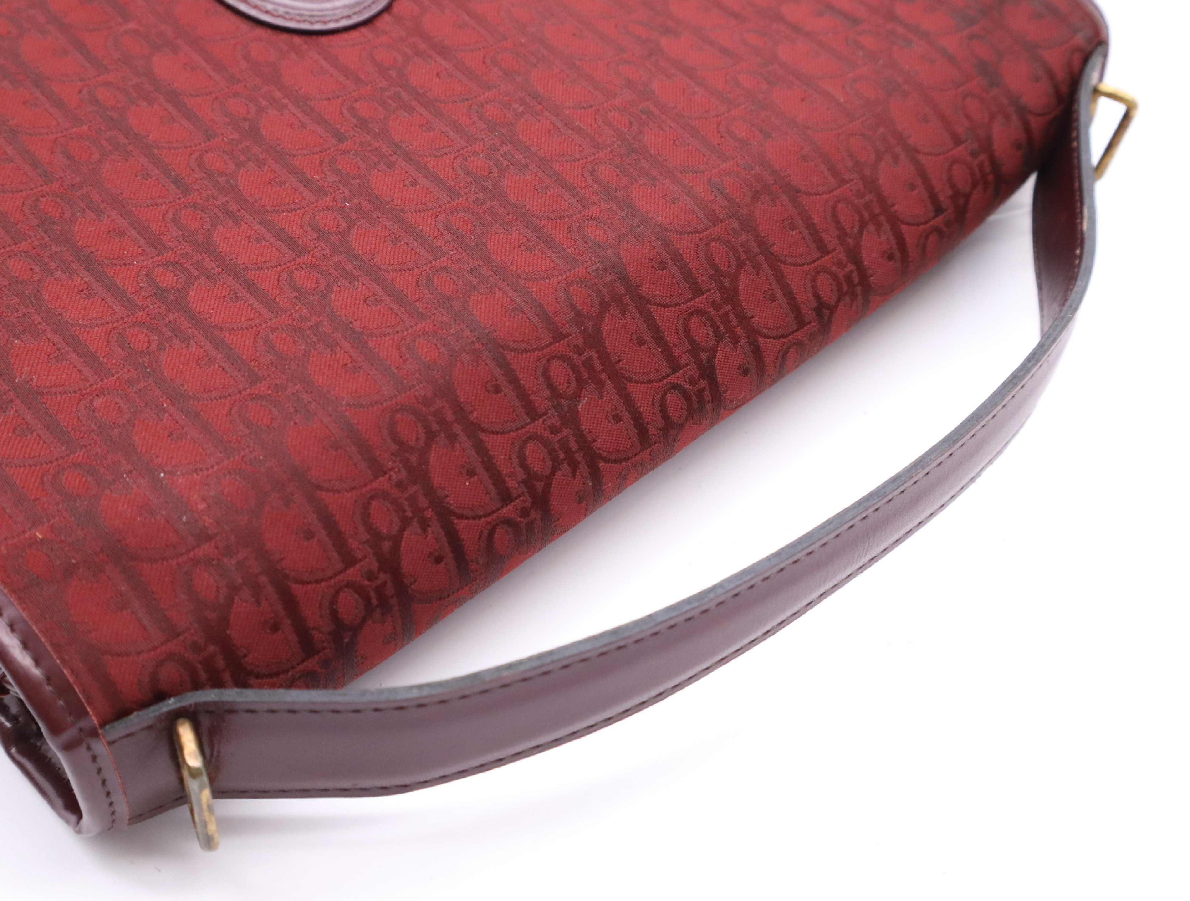 Canvas/Leather Trotter Handbag, Bordeaux, Gold Hardware — view 10