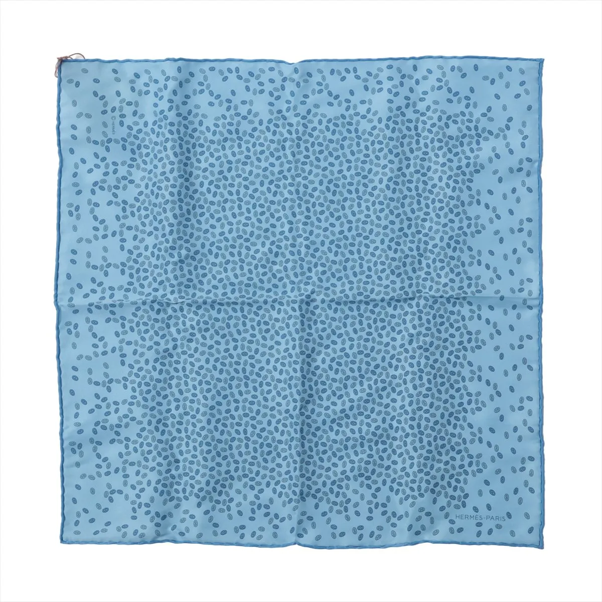 Carre 45 Maillons Deschaines scarf, silk, blue. Shows signs of wear,