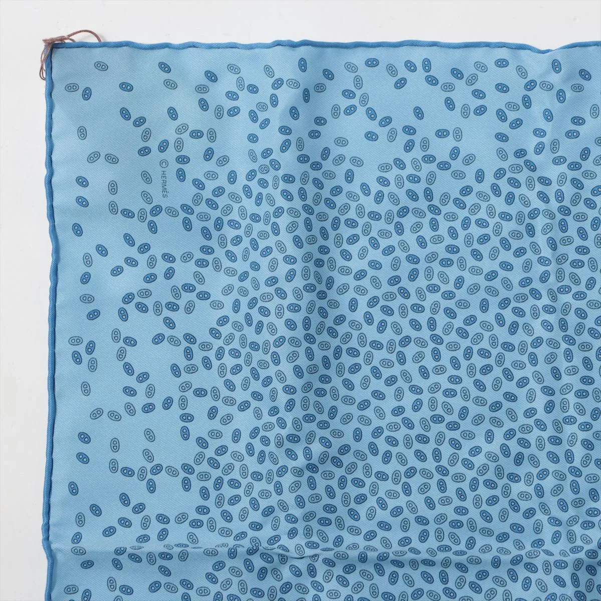 Carre 45 Maillons Deschaines scarf, silk, blue. Shows signs of wear, — view 2