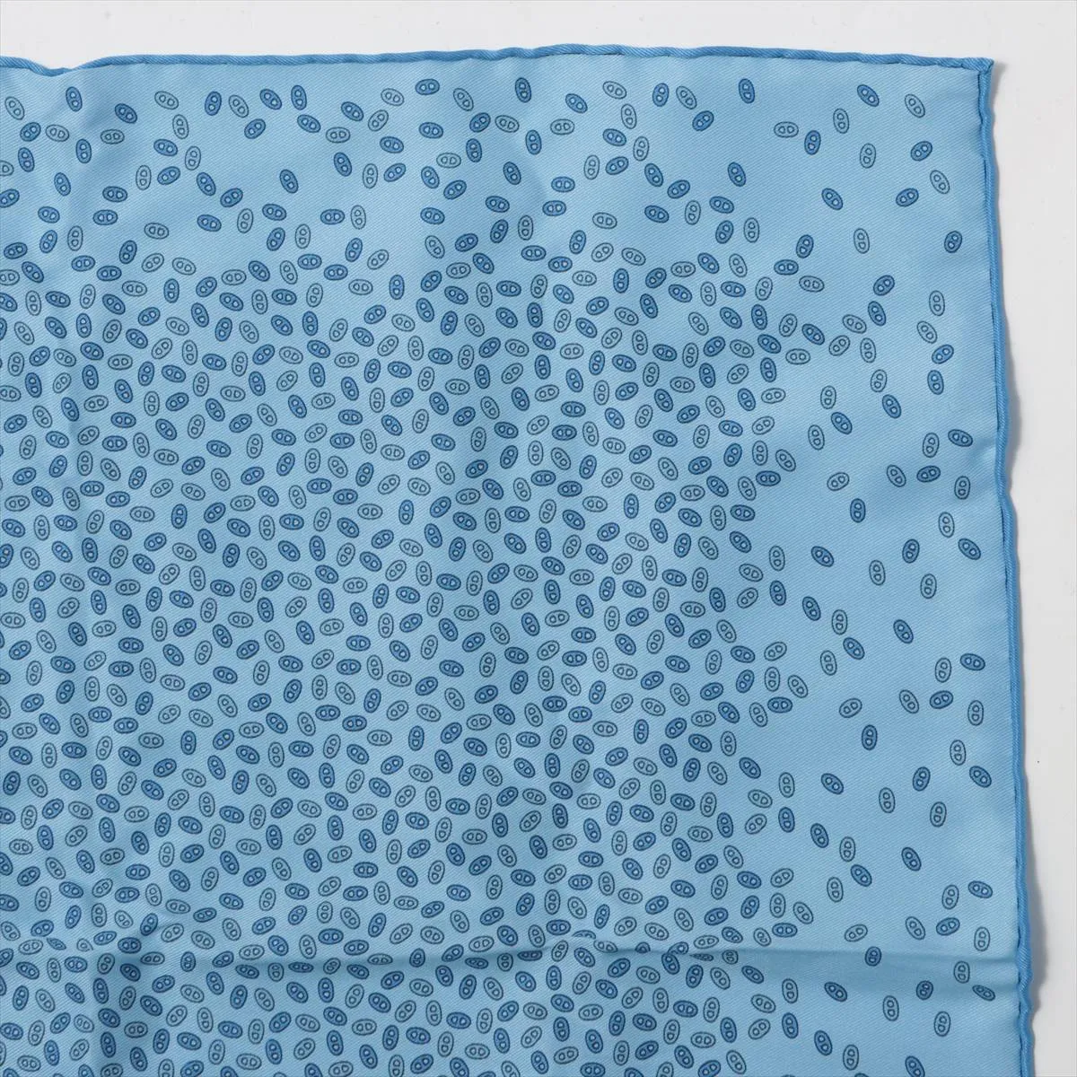 Carre 45 Maillons Deschaines scarf, silk, blue. Shows signs of wear, — view 3