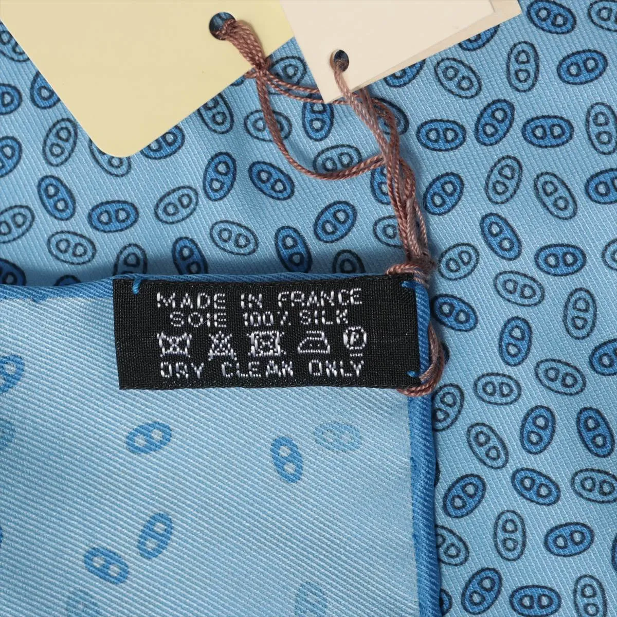 Carre 45 Maillons Deschaines scarf, silk, blue. Shows signs of wear, — view 7