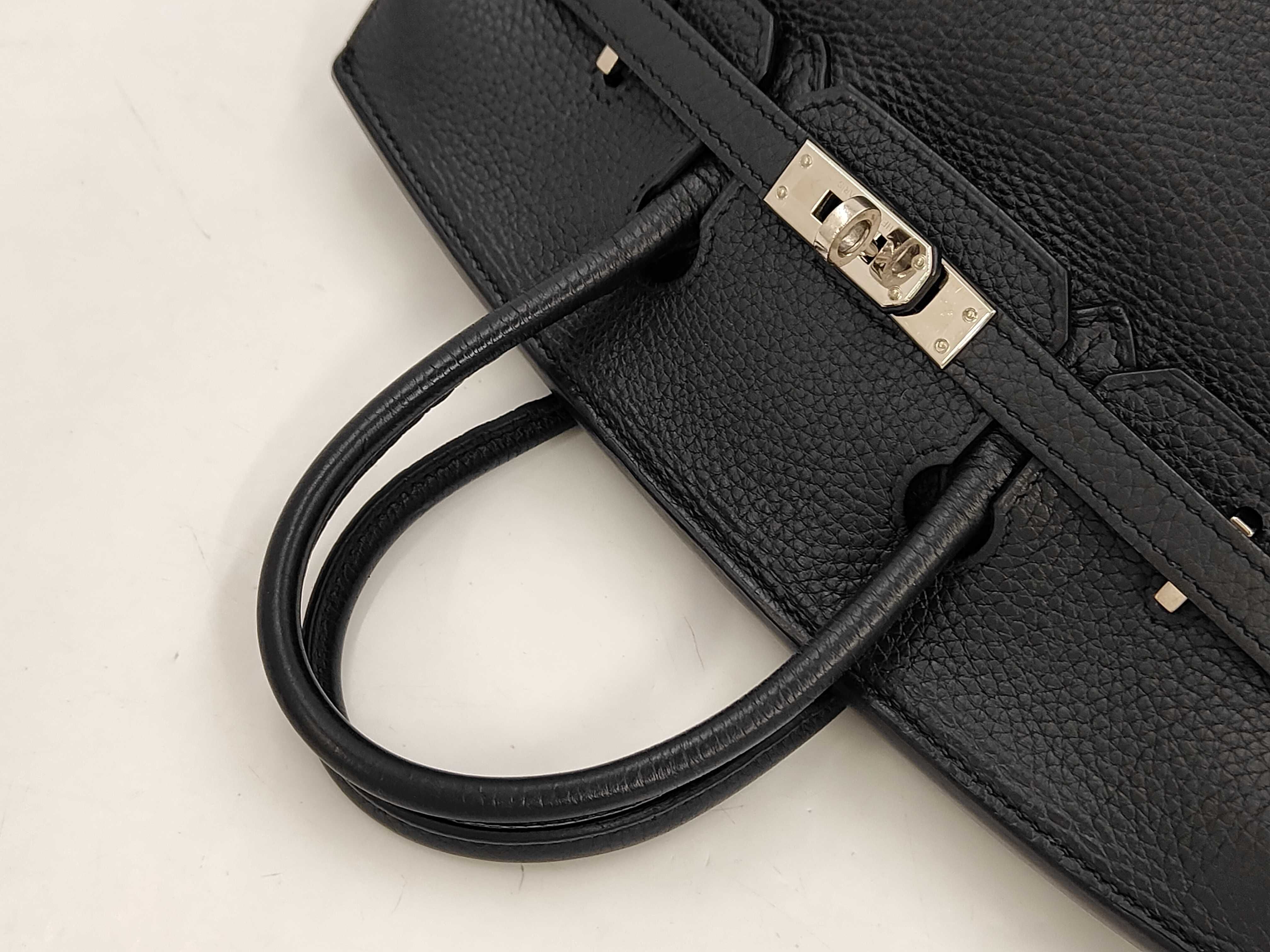 Birkin 25 Togo Leather, Black with Silver Hardware, R Stamp, Handbag — view 5