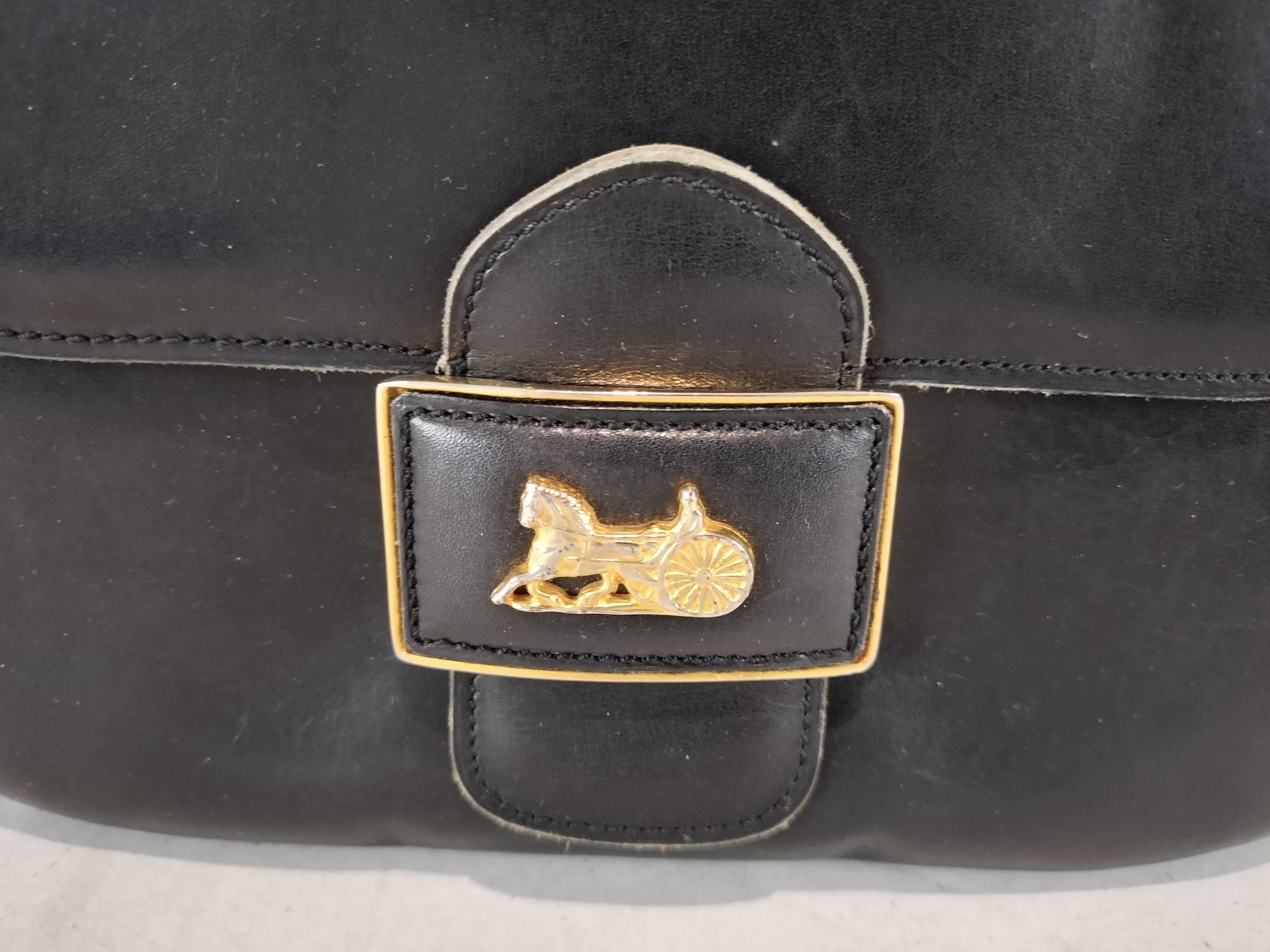 Vintage Carriage Hardware Leather Shoulder Bag — view 2