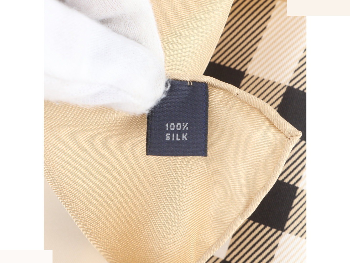Tag attached, 100% silk Nova Check scarf — view 7