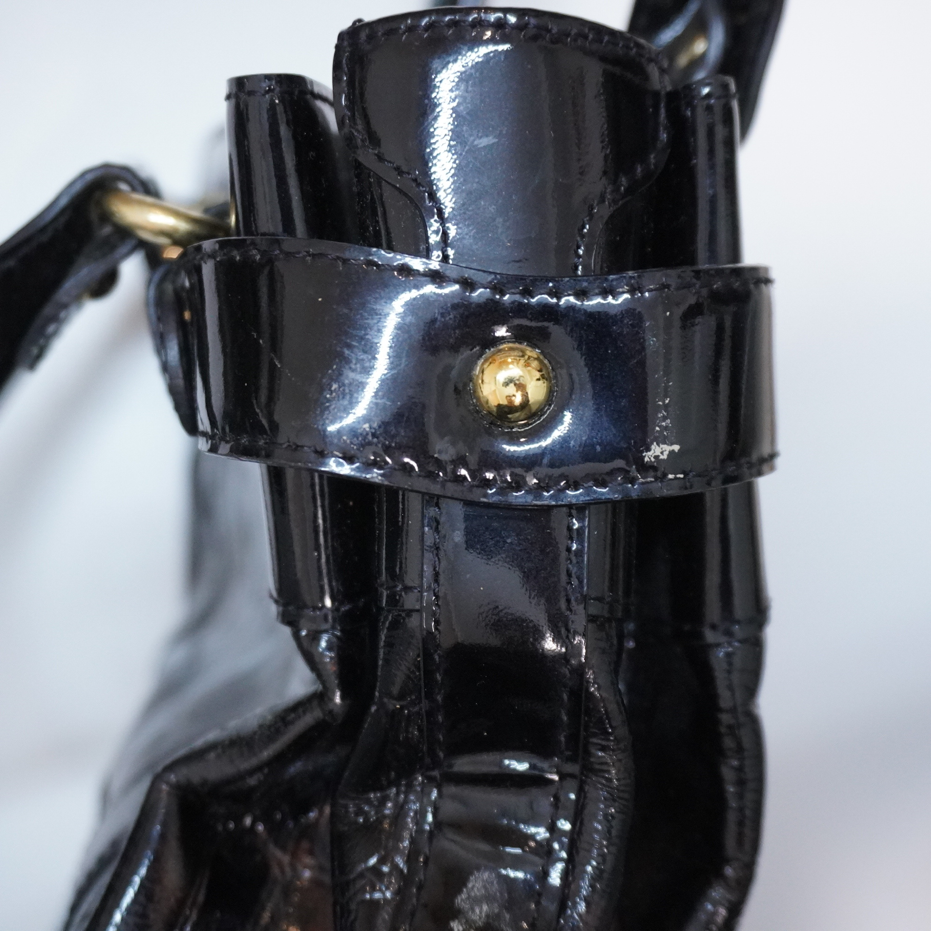 Enamel Handbag Black Gold Handbag — view 13
