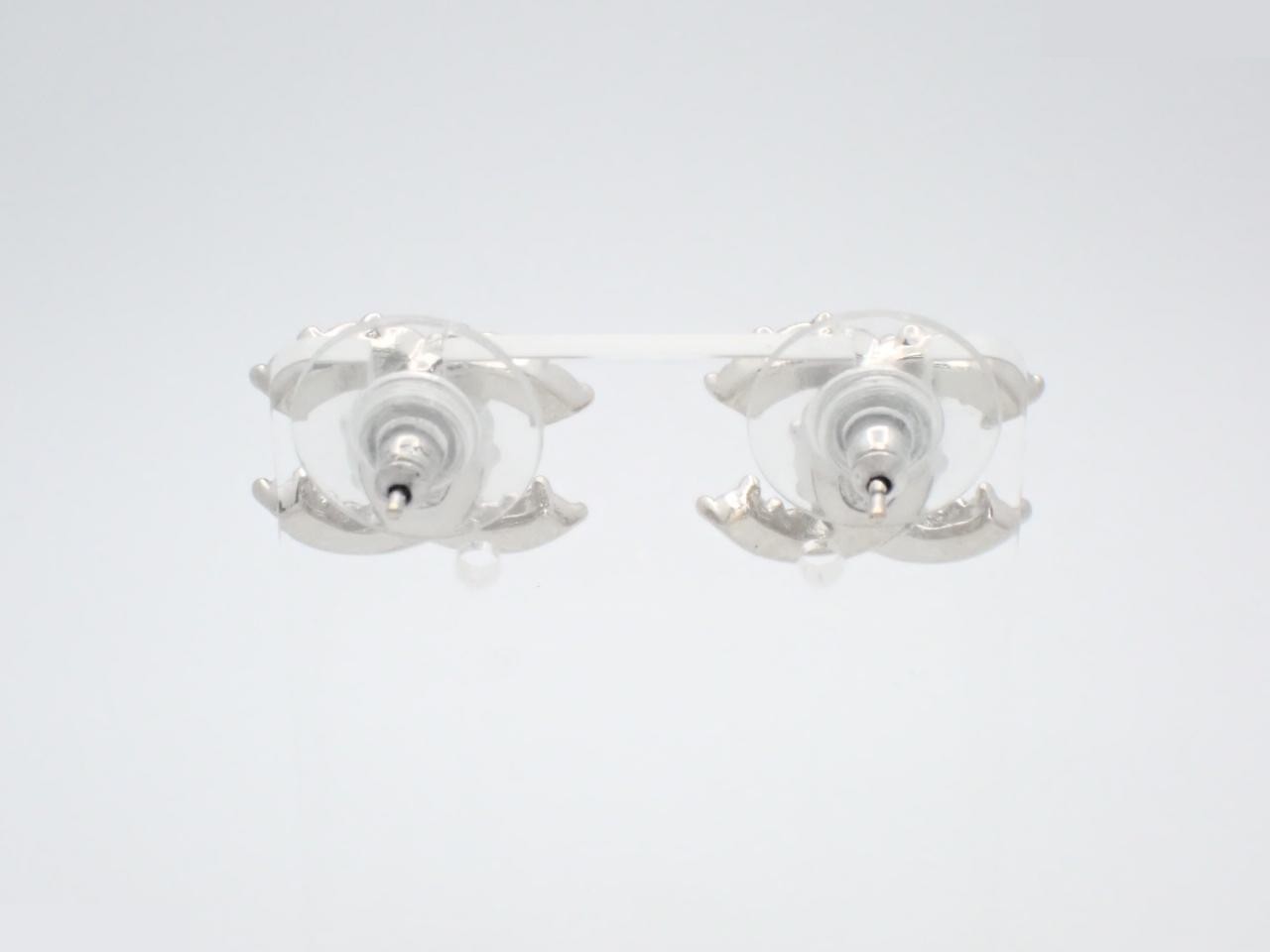 earrings, A17K gold, Coco Mark design, rhinestones, 1.5cm wide. — view 2
