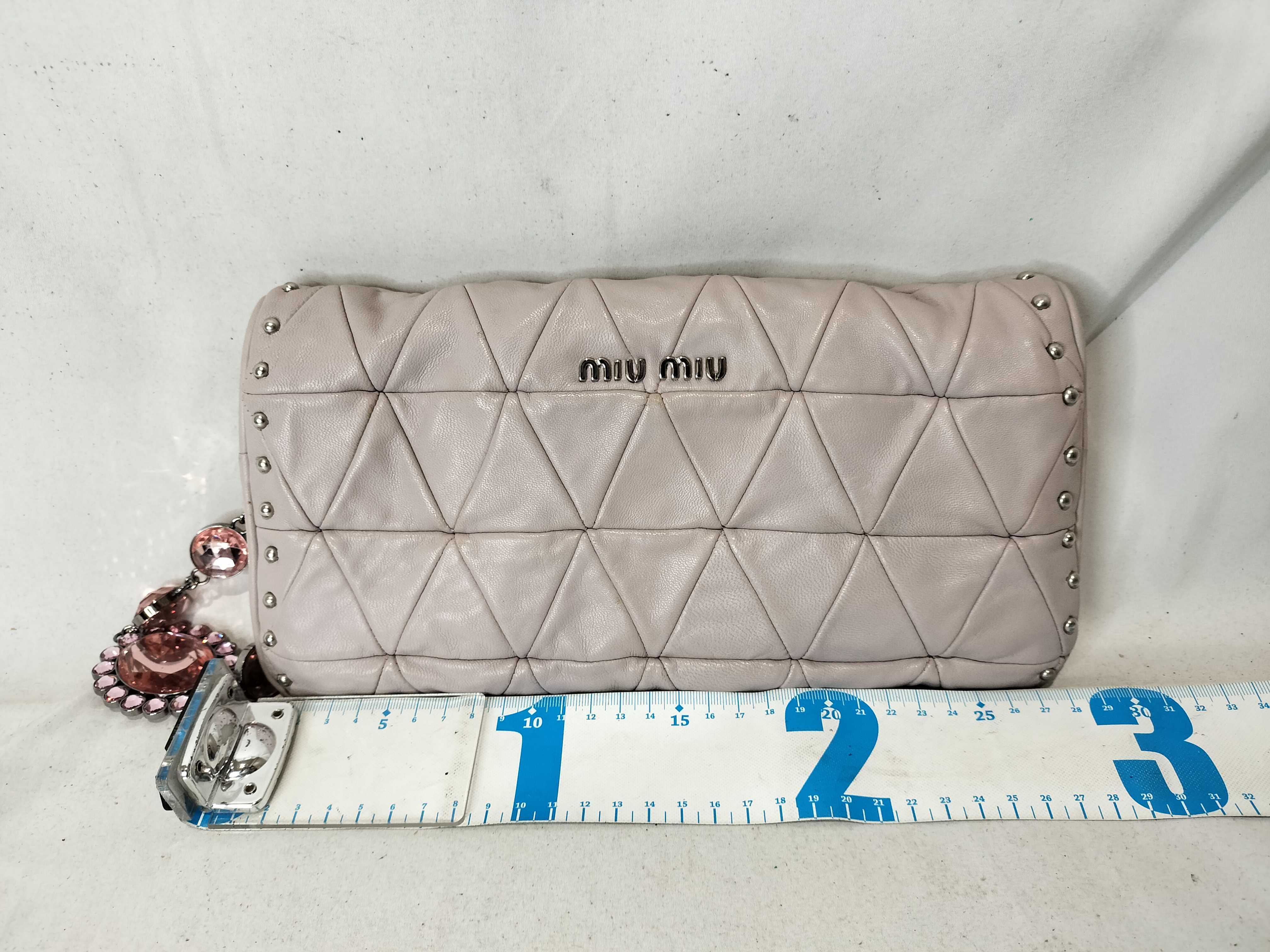 2-way Leather Clutch Handbag with Beads and Studs — view 2