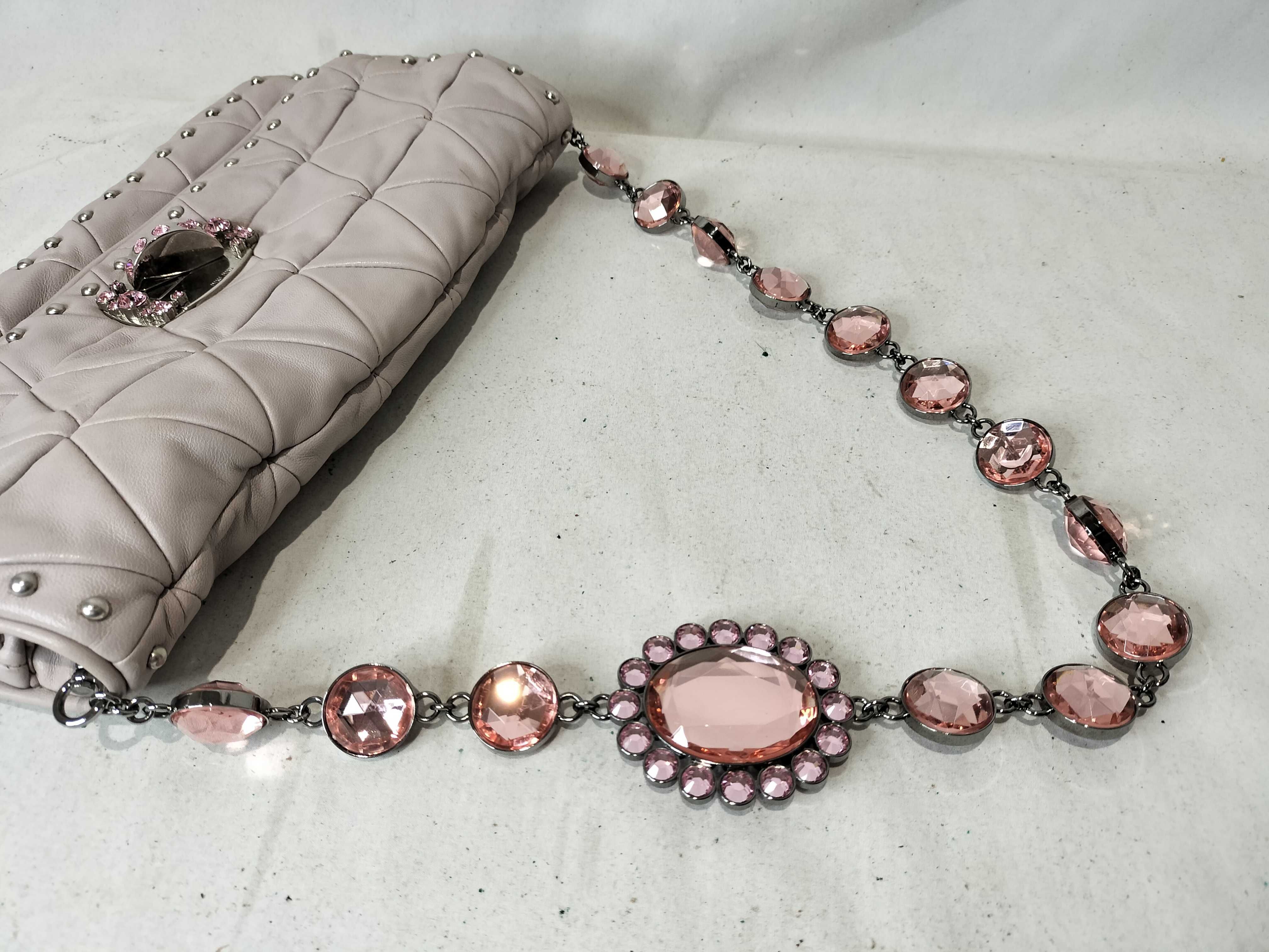 2-way Leather Clutch Handbag with Beads and Studs — view 4