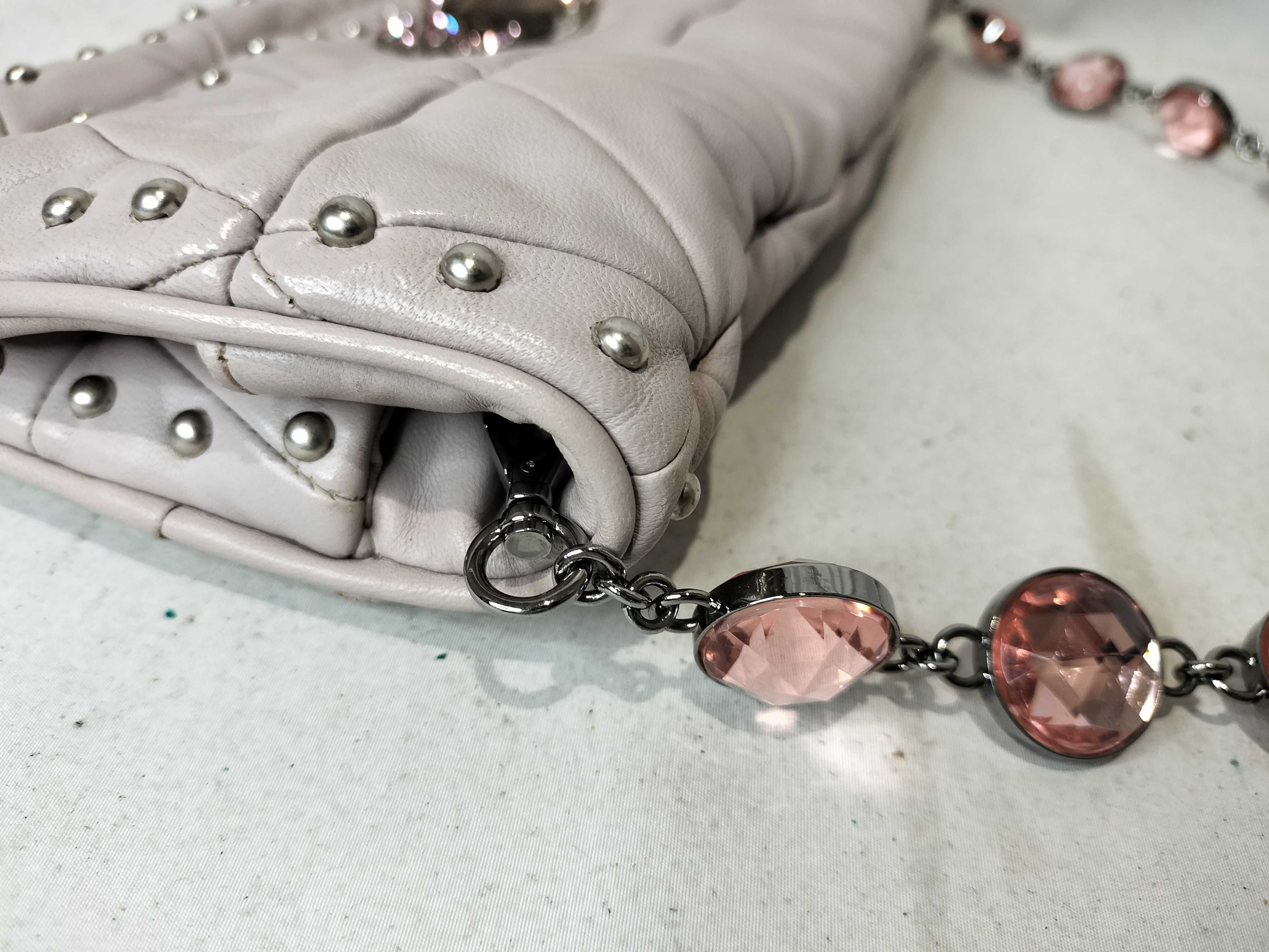2-way Leather Clutch Handbag with Beads and Studs — view 6