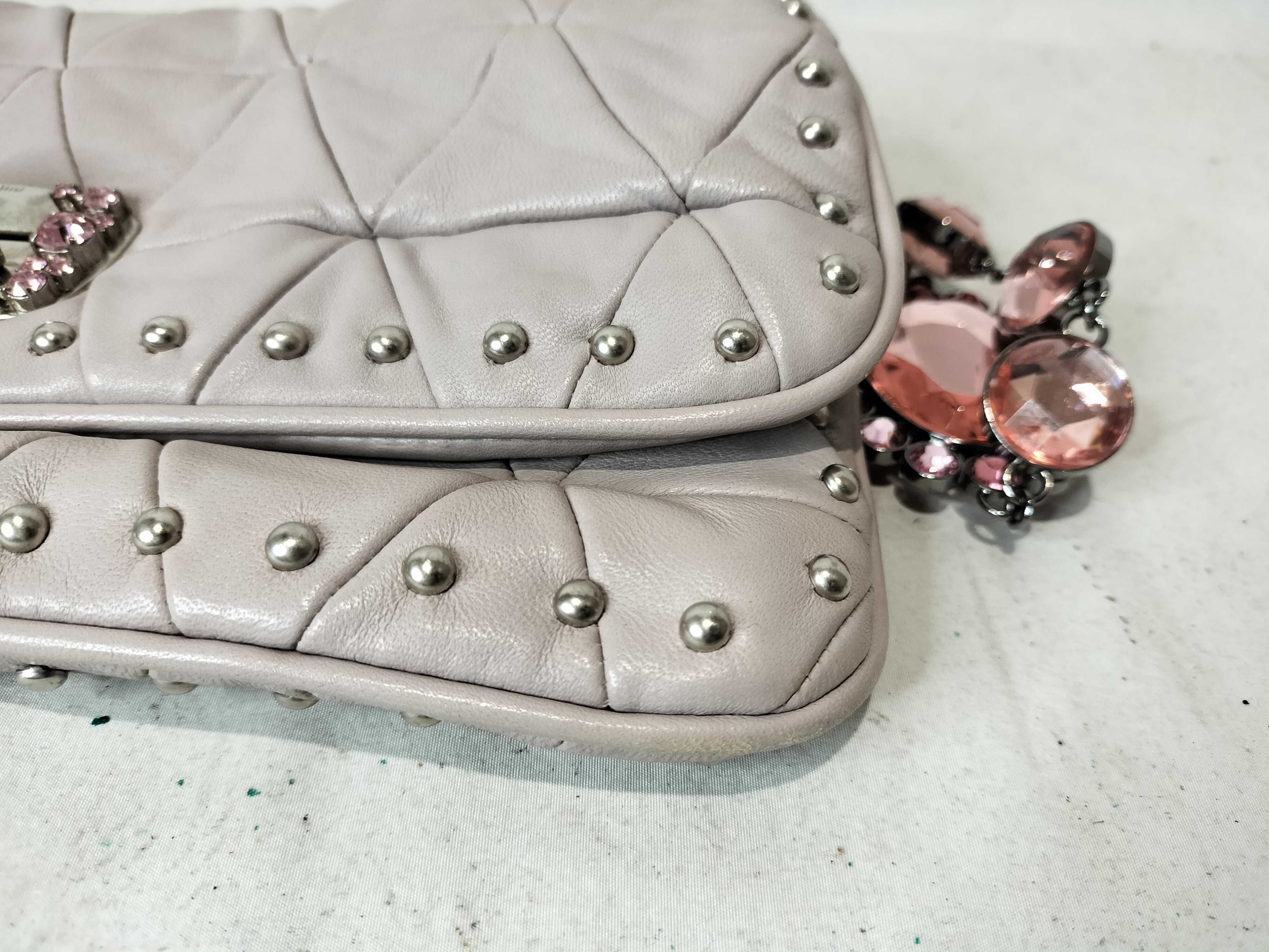 2-way Leather Clutch Handbag with Beads and Studs — view 7