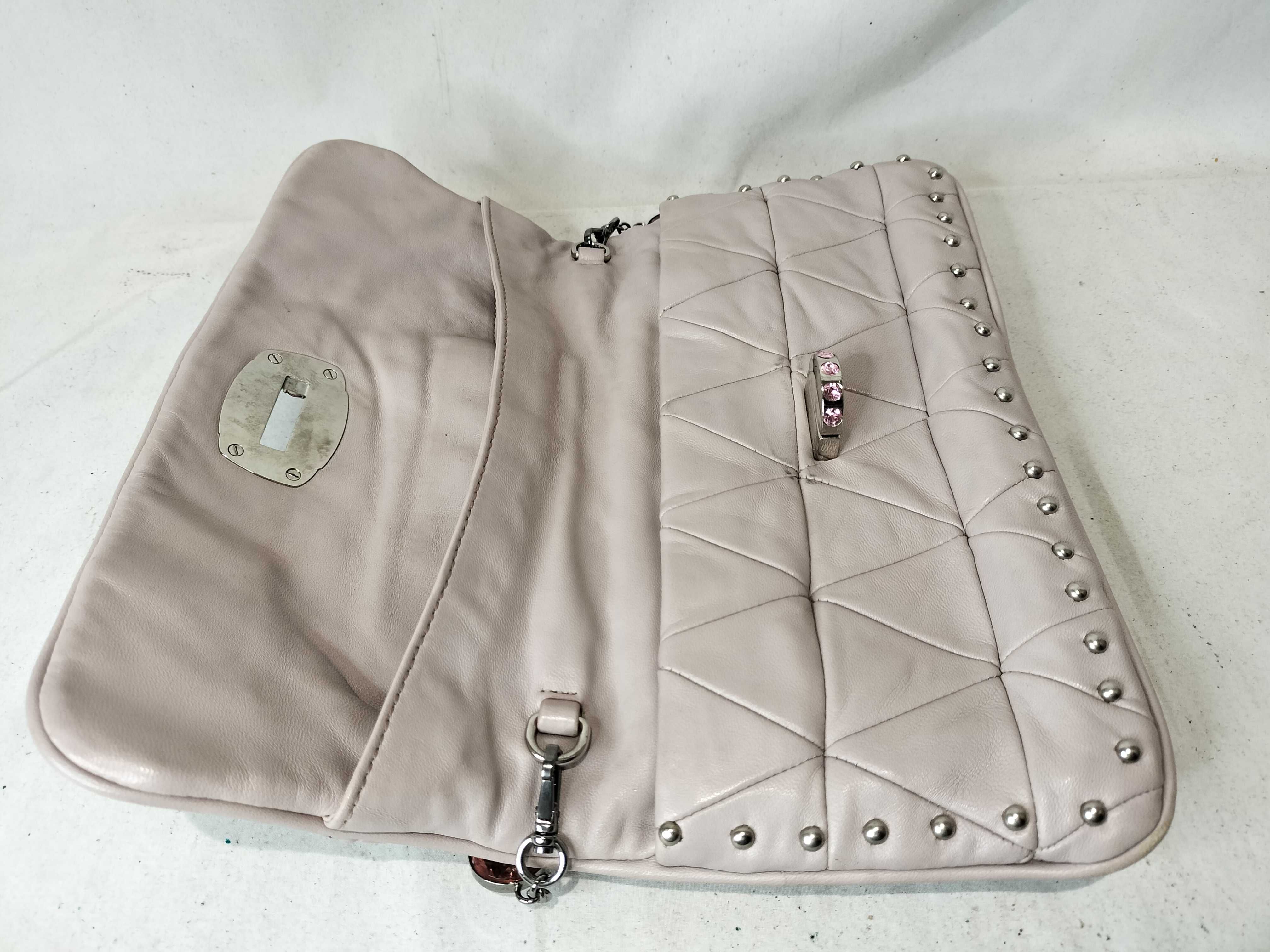 2-way Leather Clutch Handbag with Beads and Studs — view 9