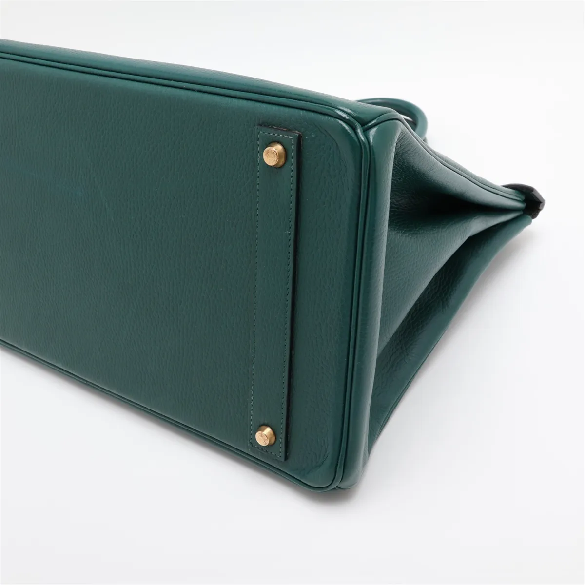 [Individually packaged] Hermes Birkin 40 Letournée Courchevel Green Gold Hardware U: 1991 — view 3