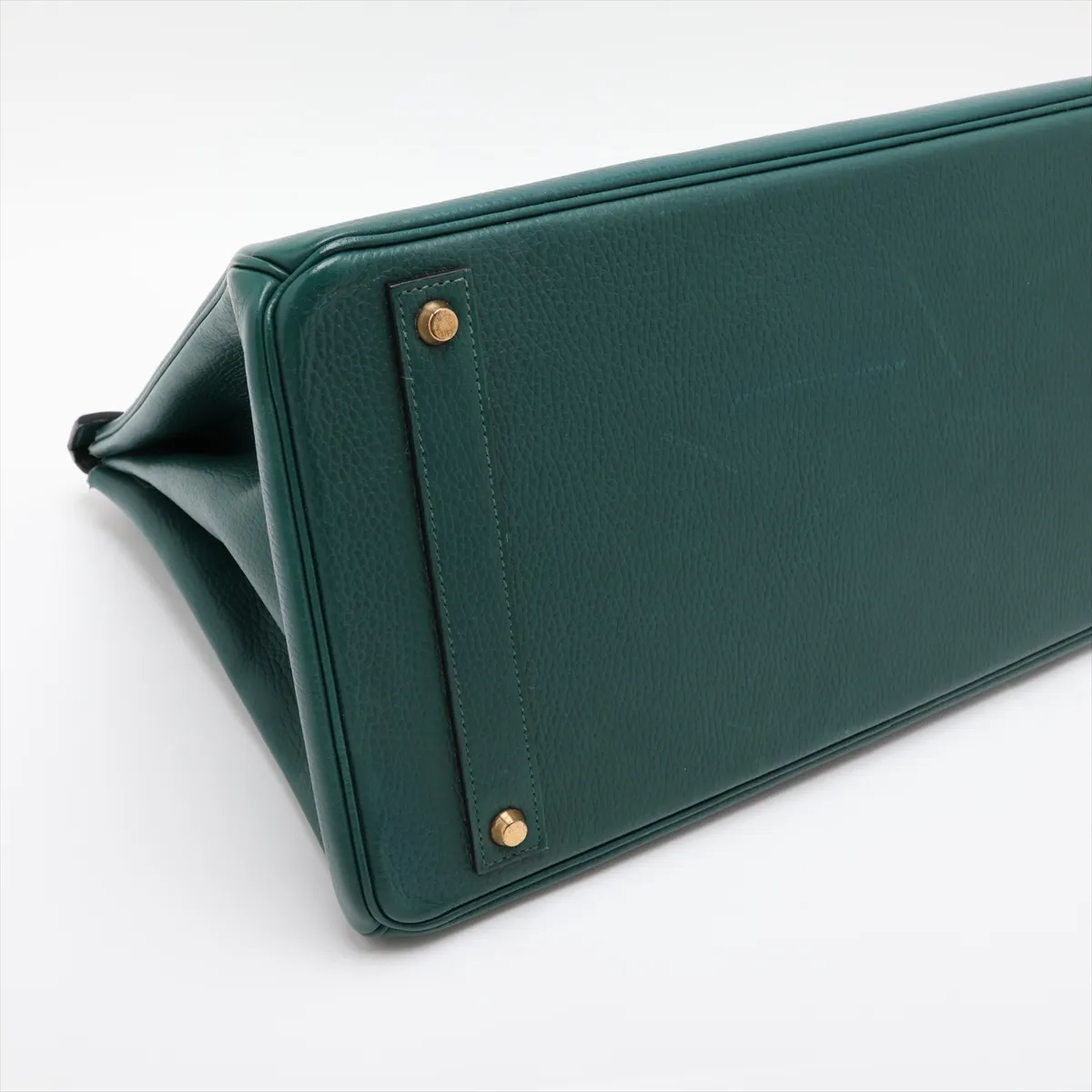 [Individually packaged] Hermes Birkin 40 Letournée Courchevel Green Gold Hardware U: 1991 — view 4