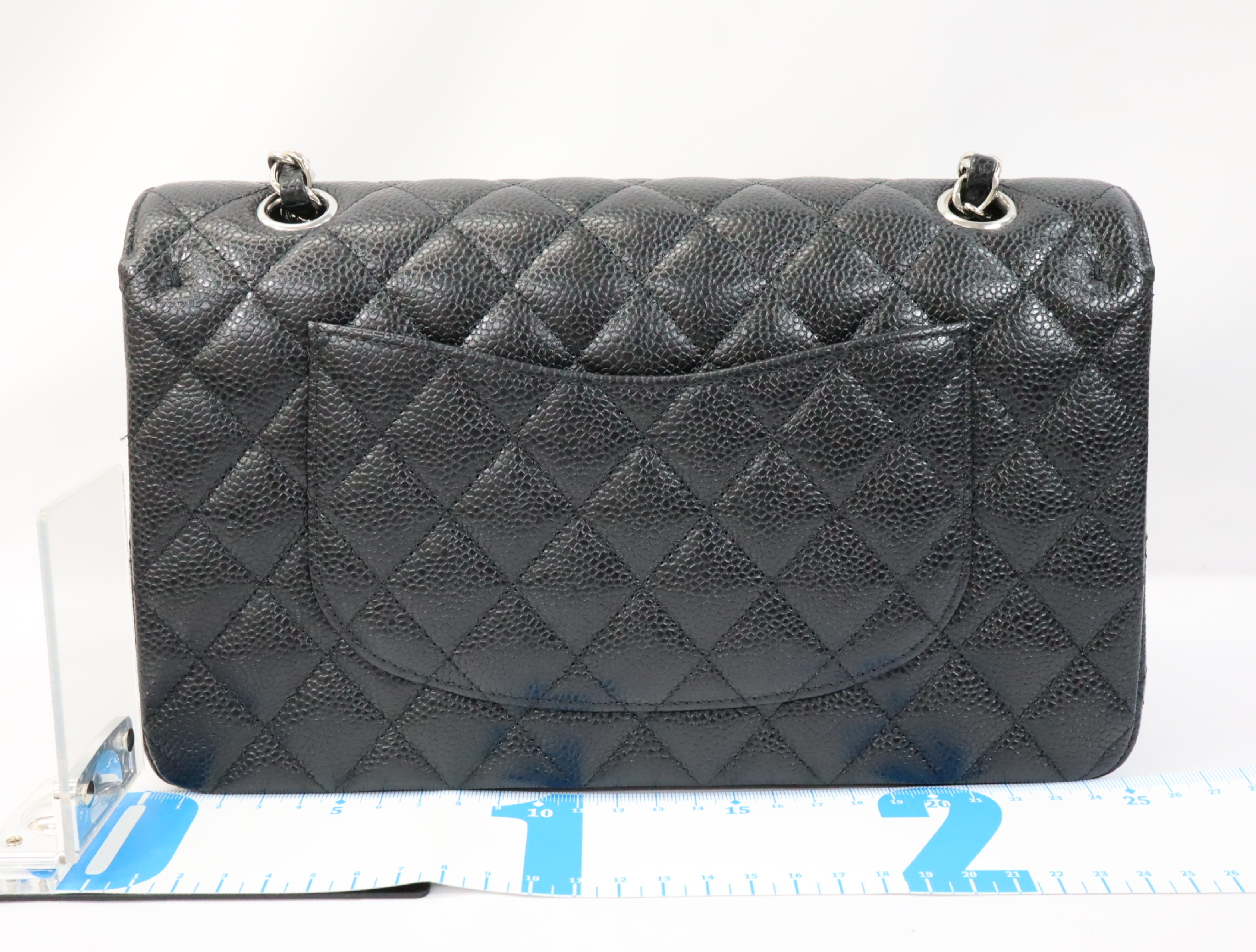 Matelassé 25cm Double Flap Shoulder Bag, Silver Hardware, Serial Number 31, Caviar Leather, A01112 (Shoulder Bag) — view 2