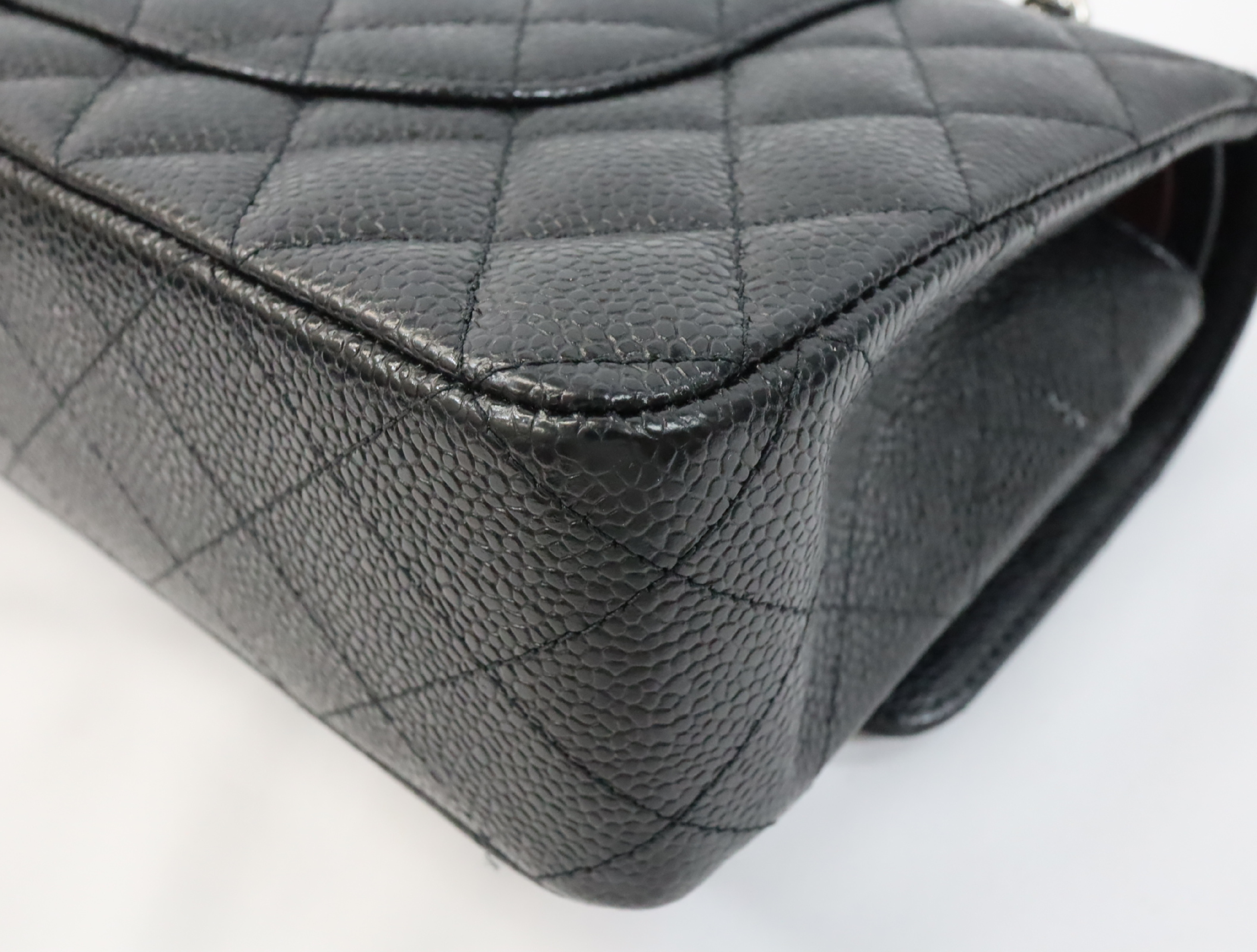 Matelassé 25cm Double Flap Shoulder Bag, Silver Hardware, Serial Number 31, Caviar Leather, A01112 (Shoulder Bag) — view 9