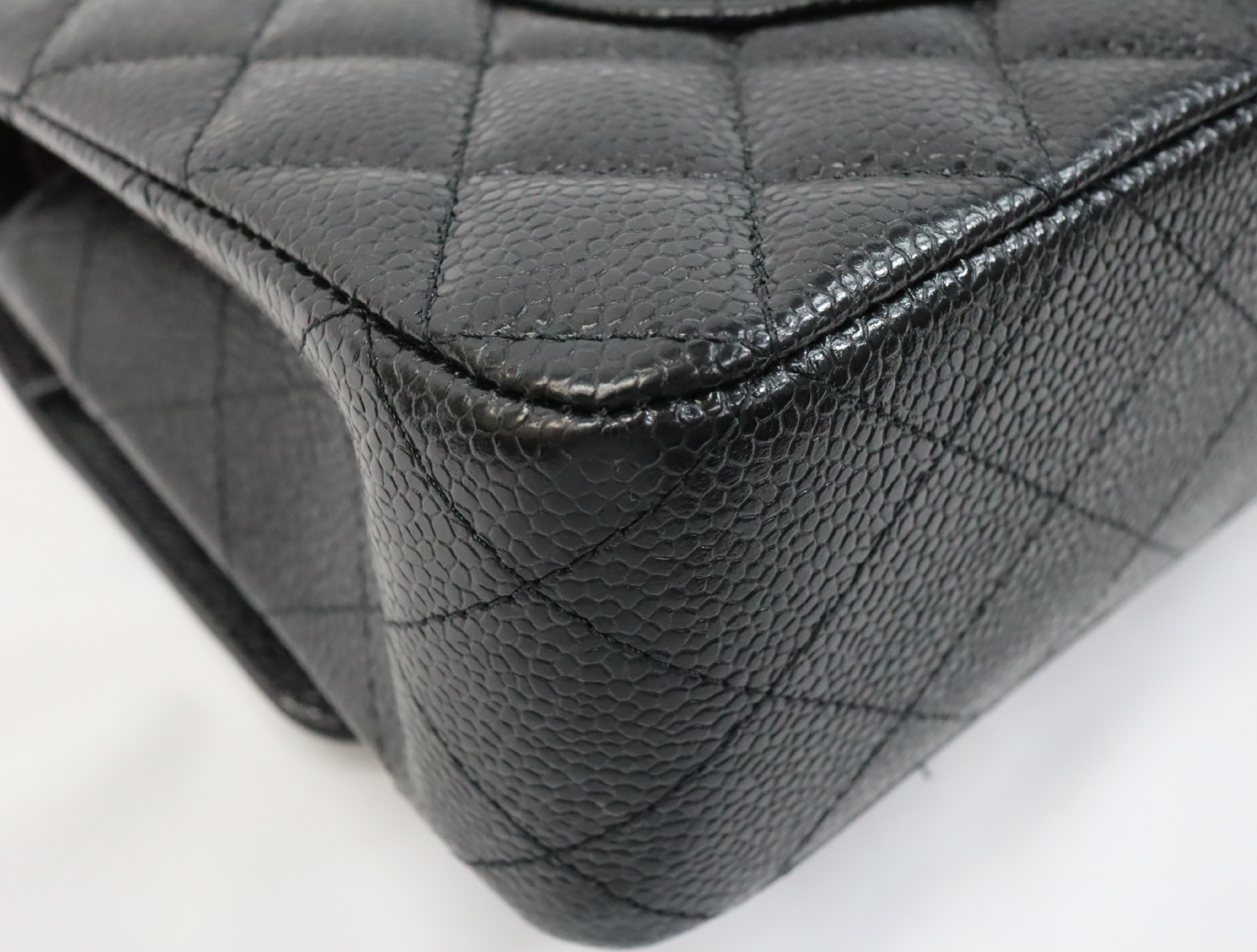 Matelassé 25cm Double Flap Shoulder Bag, Silver Hardware, Serial Number 31, Caviar Leather, A01112 (Shoulder Bag) — view 10