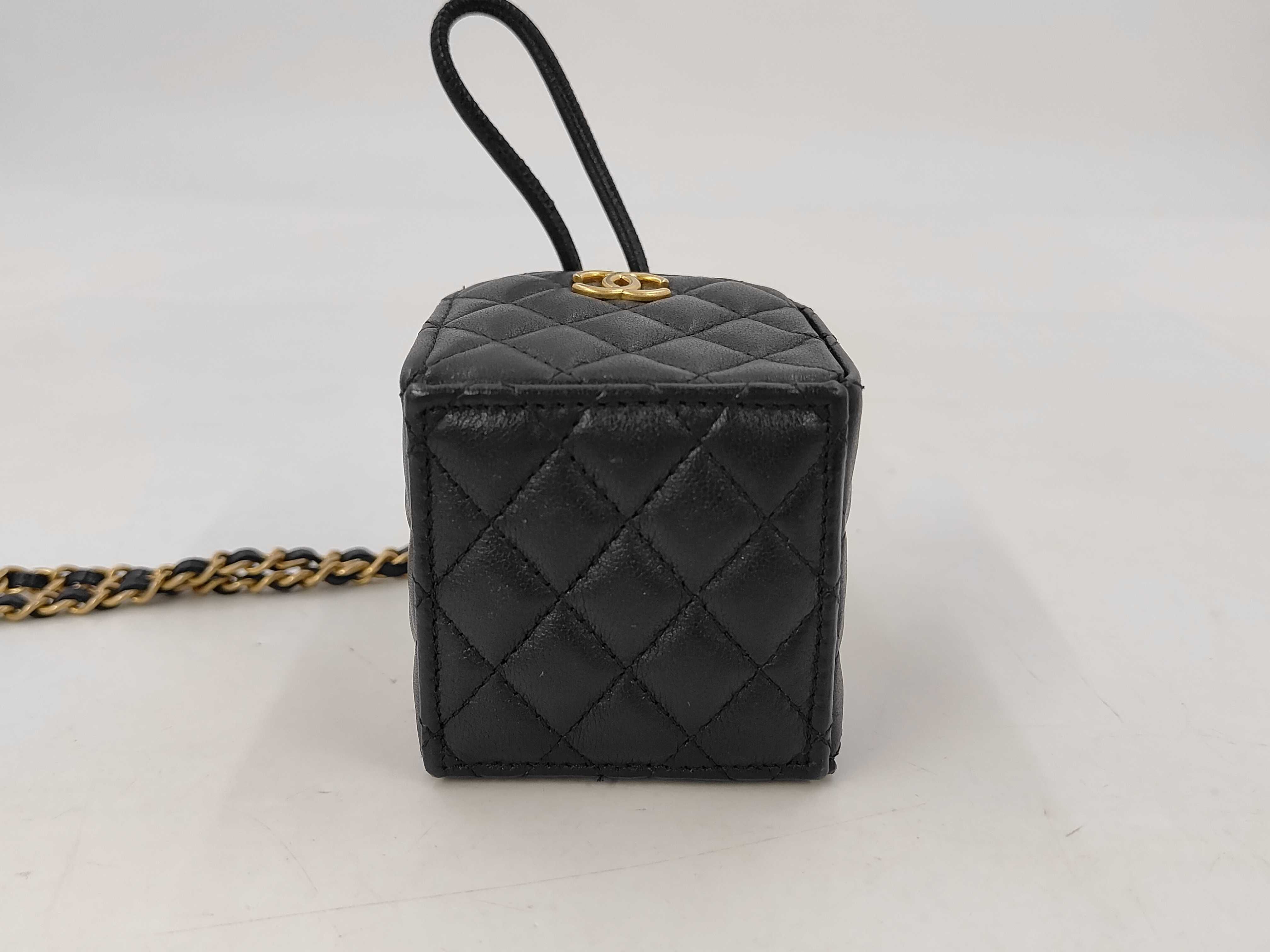 Lambskin Drawstring Mini Shoulder Bag, Matelassé, Black Shoulder Bag — view 4