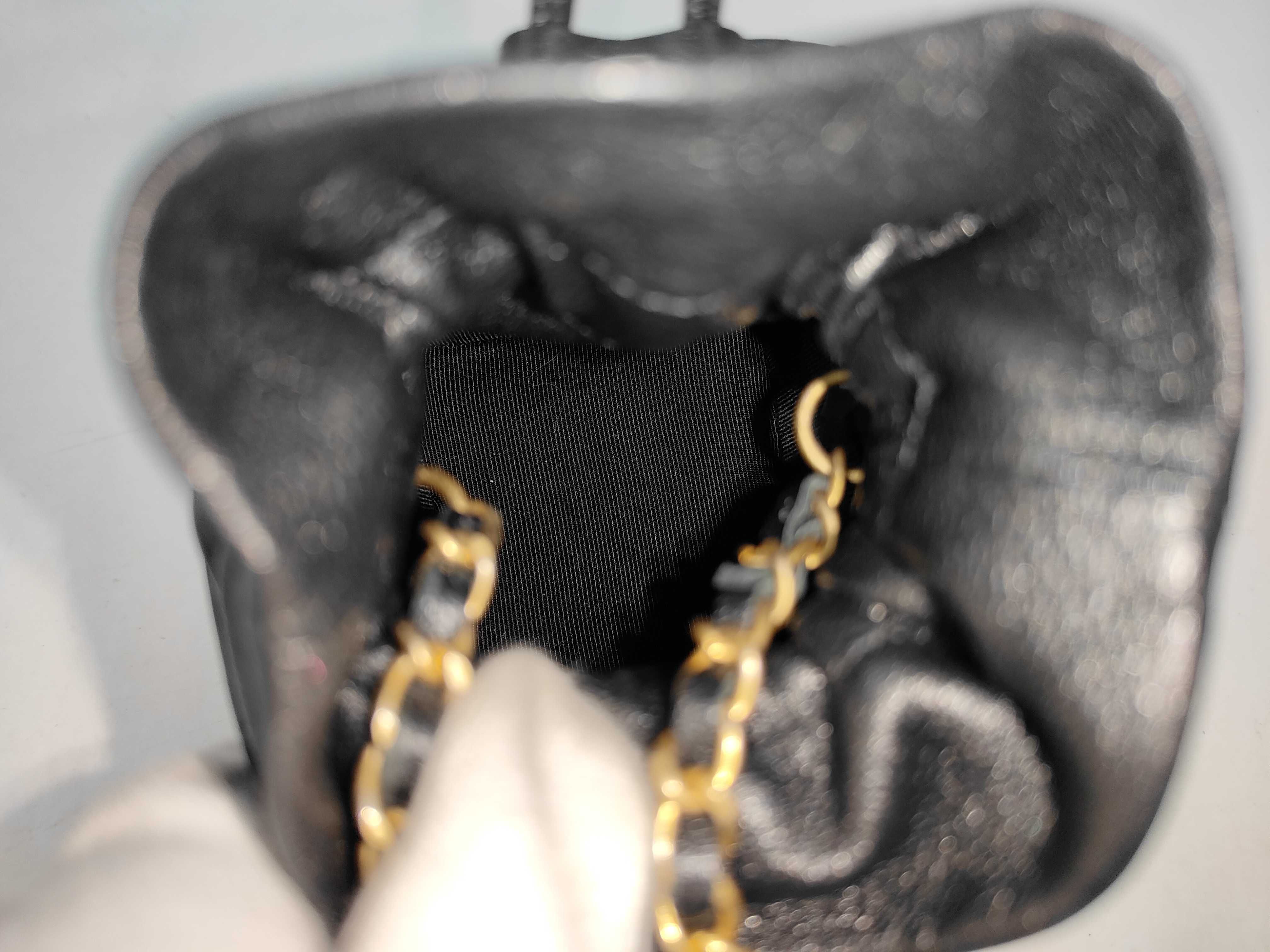 Lambskin Drawstring Mini Shoulder Bag, Matelassé, Black Shoulder Bag — view 9